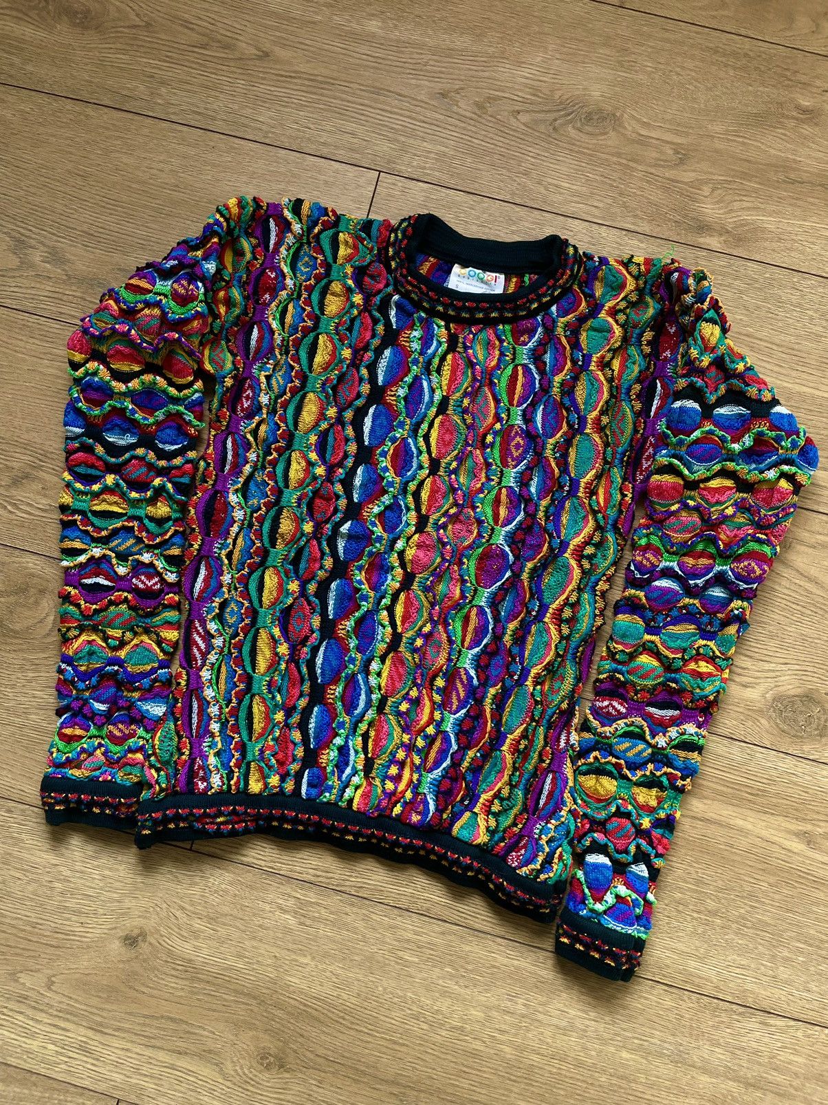 Image of Coloured Cable Knit Sweater x Coogi Vintage 90's Coogi Multicolor Cable Knit Sweater Rap Biggie (Si