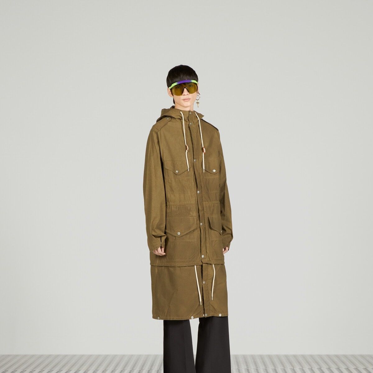 Gucci o1mt1gz0725 Waxed Cotton Adjustable Length Jacket in Green Size US M / EU 48-50 / 2 - 5 Thumbnail