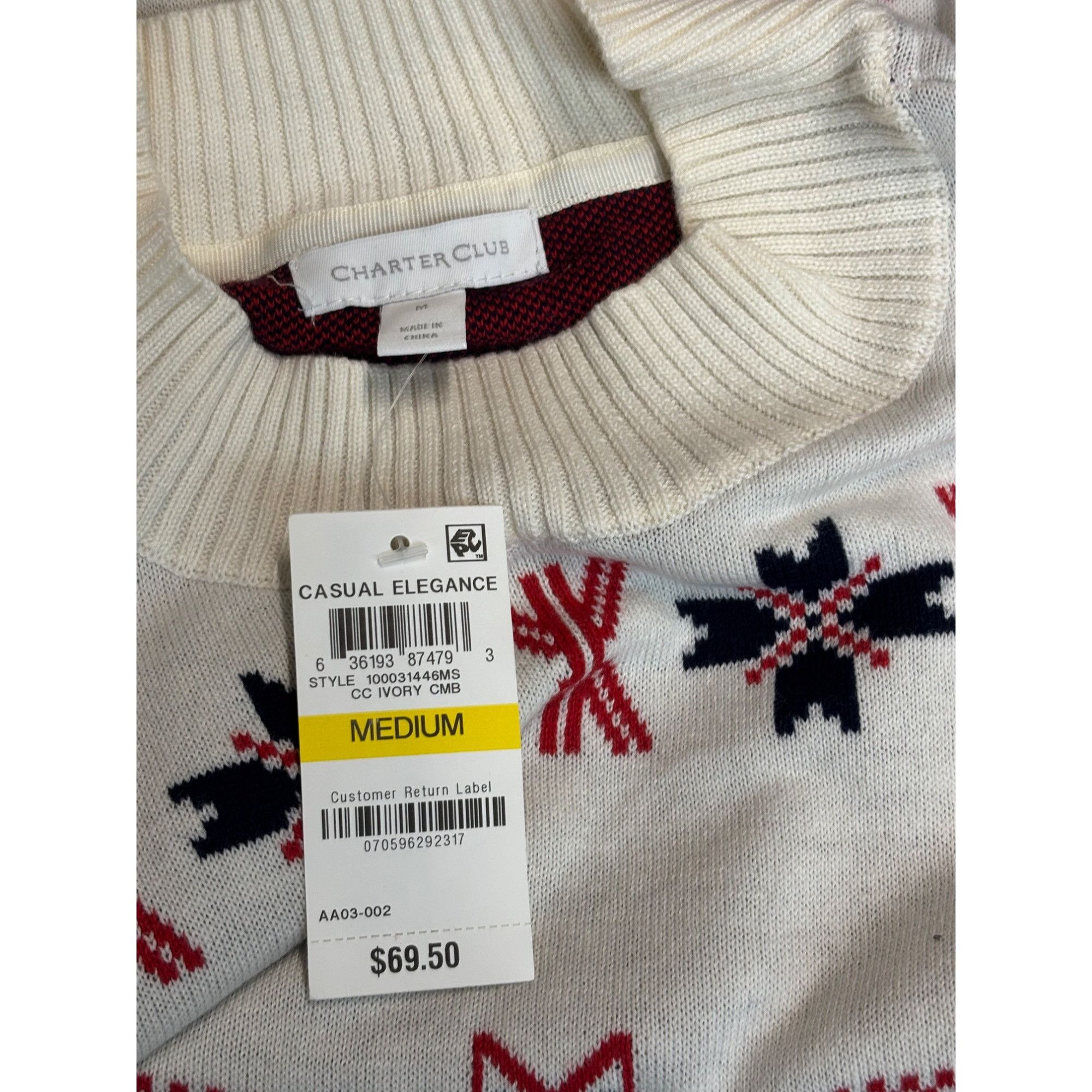 Other Charter Club Mock-Neck Snowflake Sweater, Ivory Combo, M Size M / US 6-8 / IT 42-44 - 6 Thumbnail
