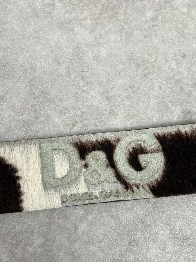 Dolce & Gabbana 2000s Dolce & Gabbana Brown & White Fur Leather Belt Size ONE SIZE - 6 Thumbnail