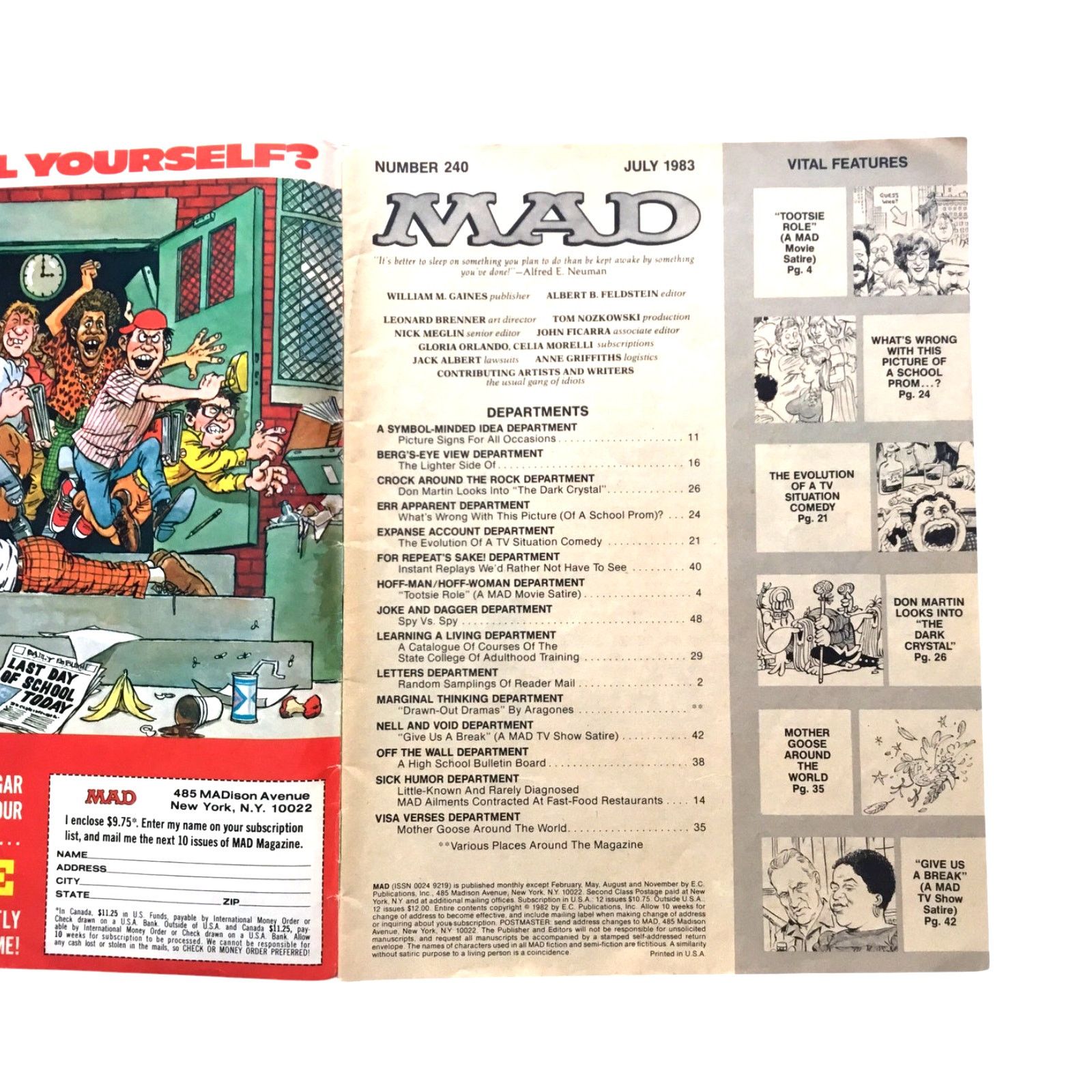 Other Mad Magazine No. 240 Vintage July 1983 Tootsie Size ONE SIZE - 4 Thumbnail
