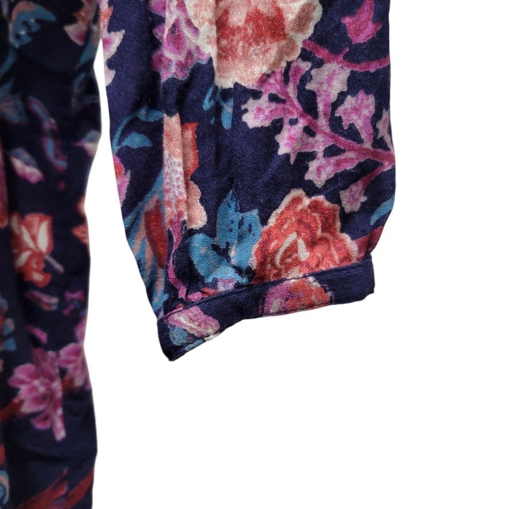 Lucky Brand Lucky Brand Sz XL Top Blouse Shirt Blue Floral Print Tassel Size XL / US 12-14 / IT 48-50 - 5 Thumbnail