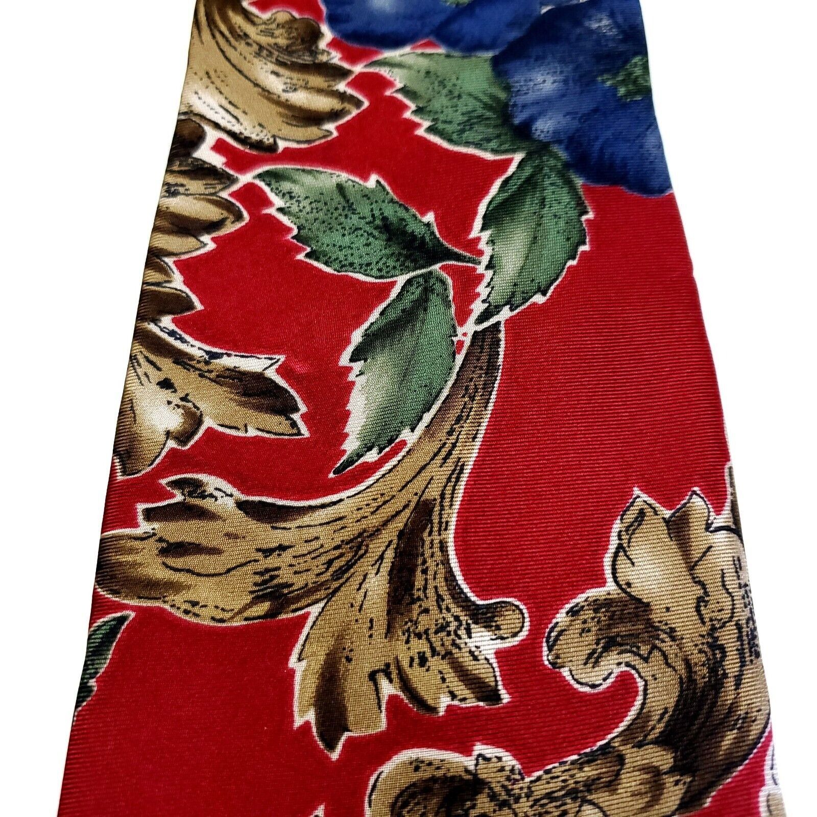 Designer Andhurst Red Floral Print Short Wide Silk Tie Size ONE SIZE - 2 Thumbnail