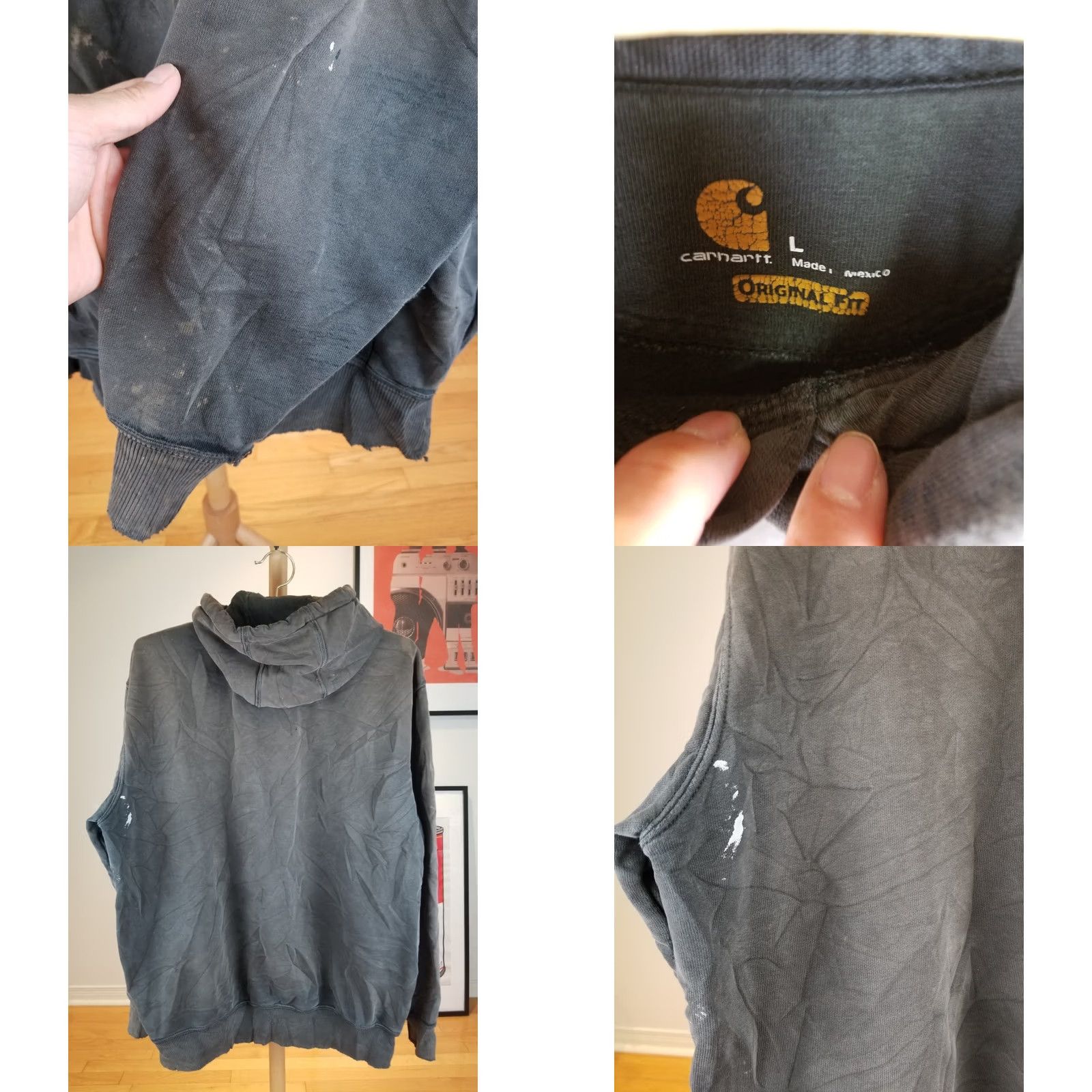 Carhartt VINTAGE Carhartt Hoodie Black Large Mens Distressed Worn Pullover Size L SSU Size US L / EU 52-54 / 3 - 9 Thumbnail