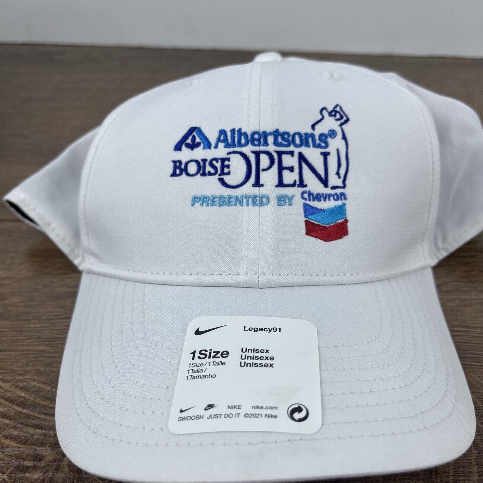 Nike Albertsons Boise Open Hat White Cap Nike Golf Hat Adjustable Size ONE SIZE - 5 Thumbnail