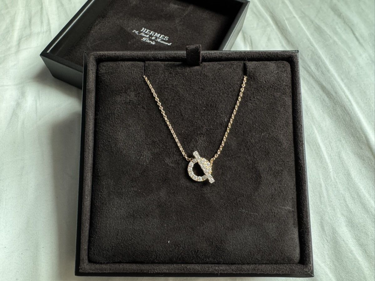 Hermes Hermès rose gold Finesse diamonds necklace Size ONE SIZE - 2 Thumbnail