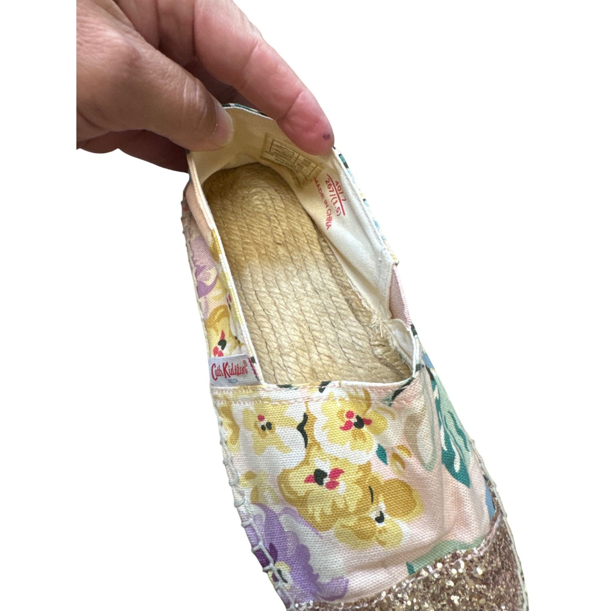 Designer Cath Kidston Womens Floral Glitter Espadrilles Size 7 Size US 7 / IT 37 - 9 Thumbnail