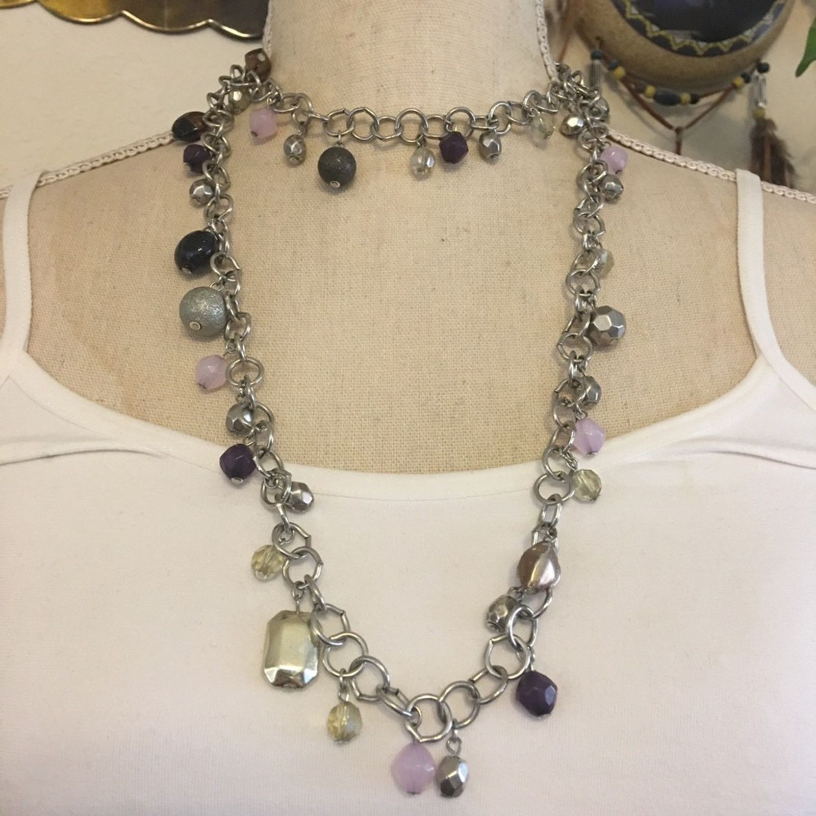 Vintage Vintage bead charm bauble chain long necklace Size ONE SIZE - 5 Thumbnail
