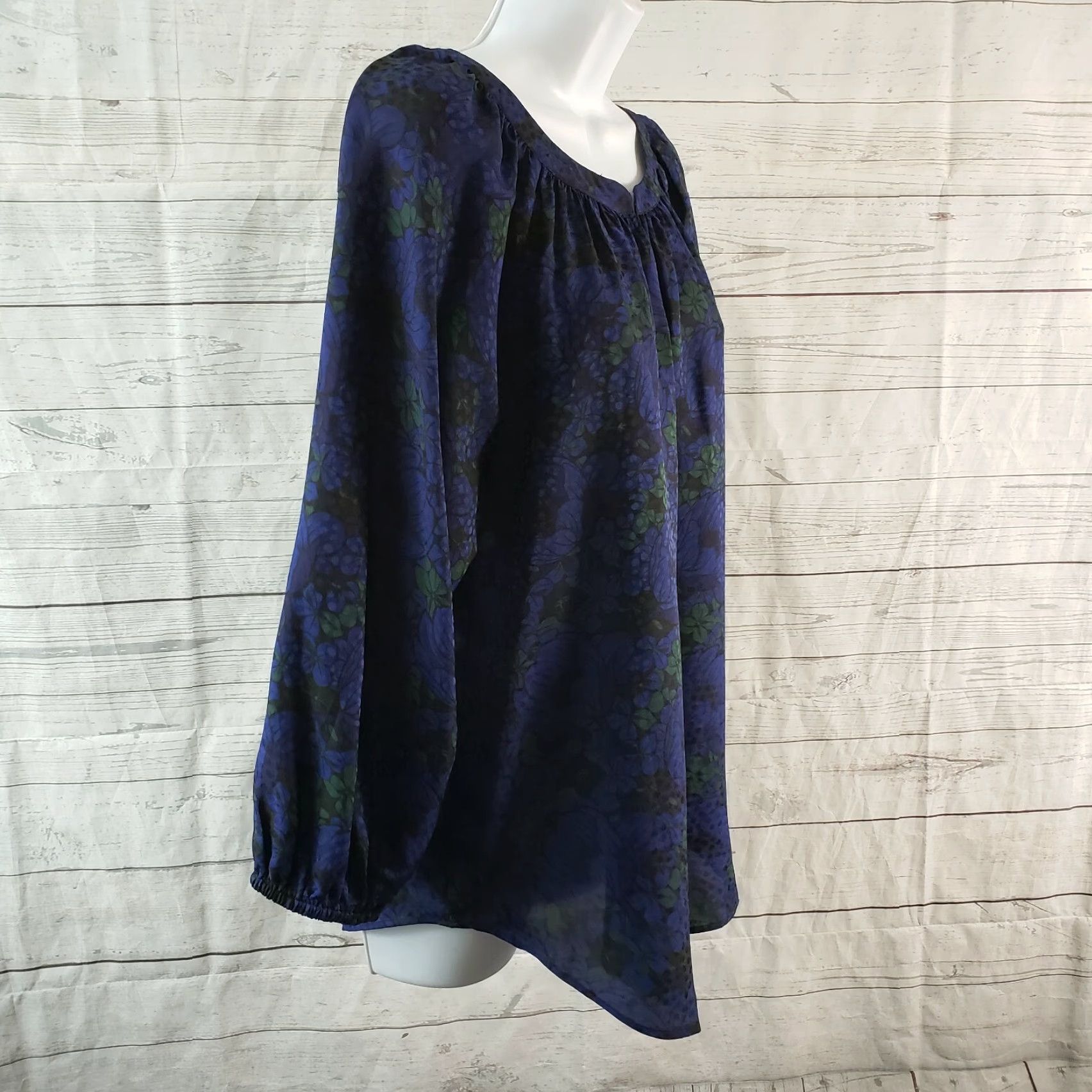 Ann Taylor Ann Taylor Womens Blouse Sz Small Blue Green Floral 3/4 Sleeve Size S / US 4 / IT 40 - 3 Thumbnail