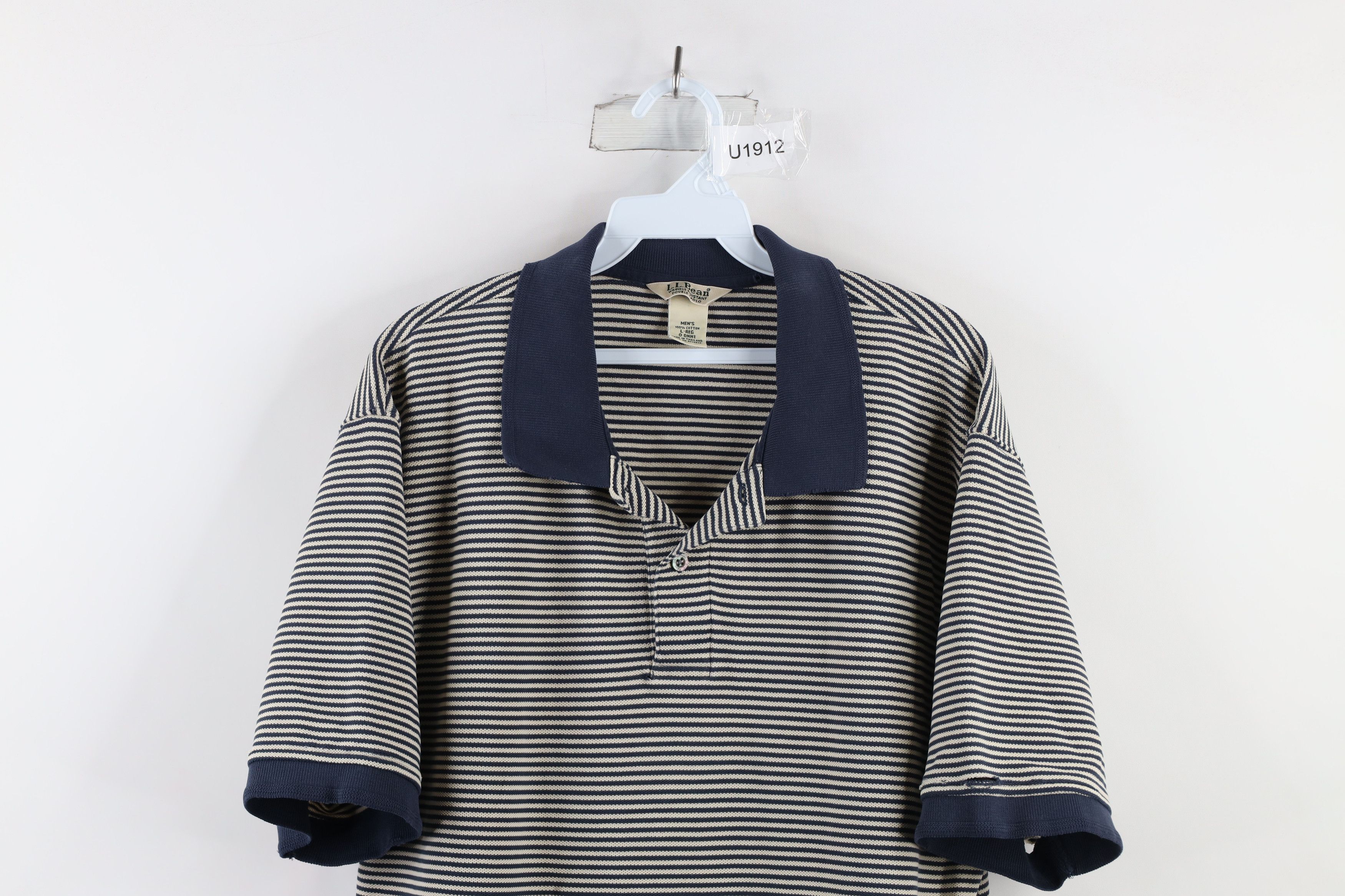 L.L. Bean × Vintage Vintage LL Bean Striped Double L Knit Collared Polo Shirt Size US L / EU 52-54 / 3 - 2 Thumbnail
