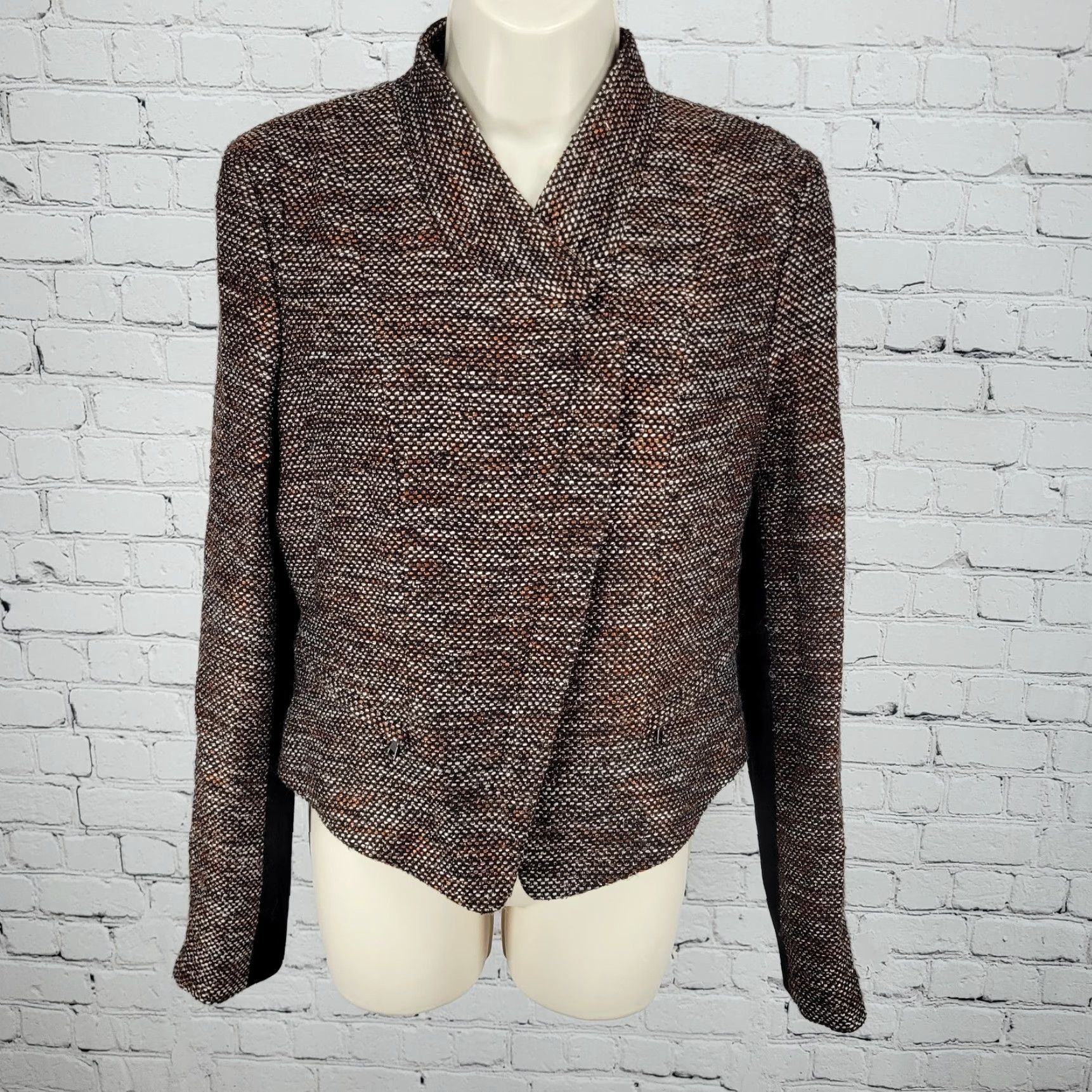 Ann Taylor Ann Taylor Jacket Womens Size 6 Brown Textured Zipped Pockets Lightweight Short Sleeve Business Casual Travel Size M / US 6-8 / IT 42-44 - 2 Thumbnail