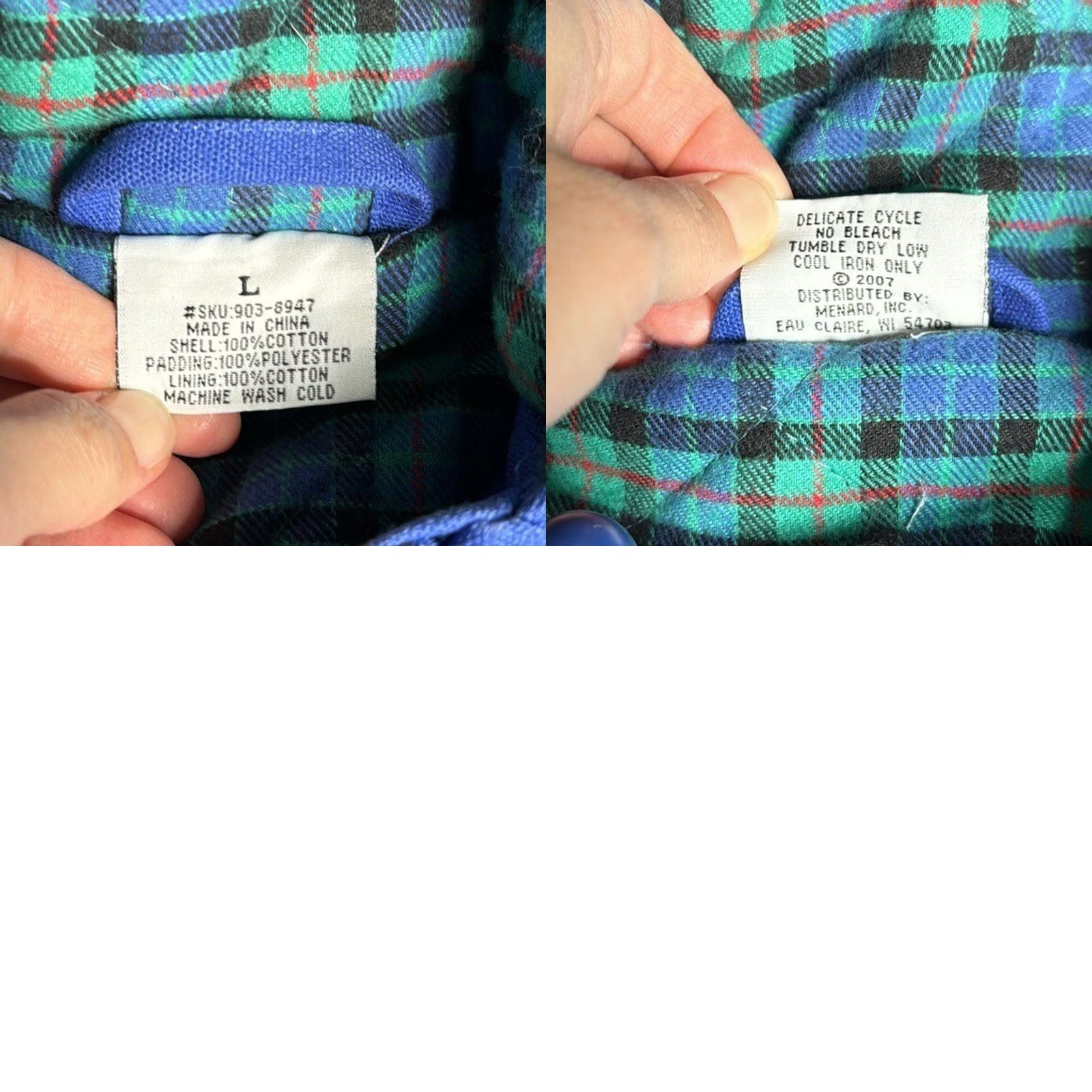 Vintage Menards Blue Insulated Hooded Jacket Large Size US L / EU 52-54 / 3 - 8 Thumbnail