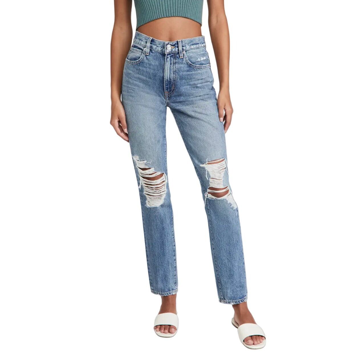 SLVRLAKE SLVRLAKE Distressed Roxy Jeans - After The Storm Size 31 Size 31" - 1 Thumbnail
