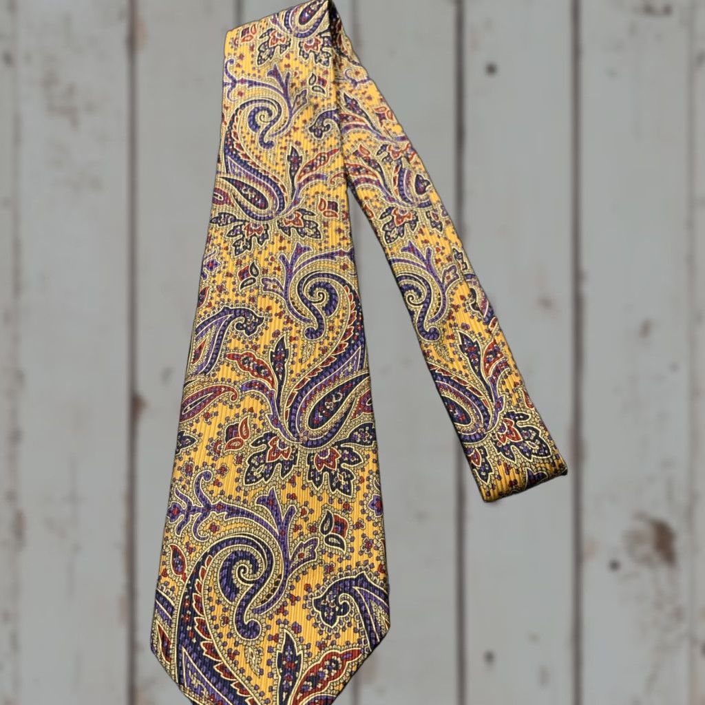 Robert Talbott VINTAGE Robert Talbott Silk Tie Unisex Adult Classic 57-60 Inches Paisley Silver Gold Teal Lavender Black Green Designer Size ONE SIZE - 1 Thumbnail