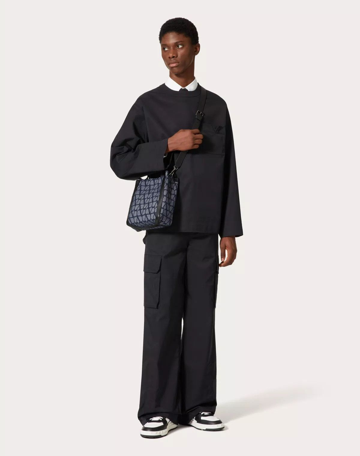 Valentino oc11z0725 Size: OS/ Mini Toile Shopping Bag in Melange/Black Size ONE SIZE - 7 Thumbnail