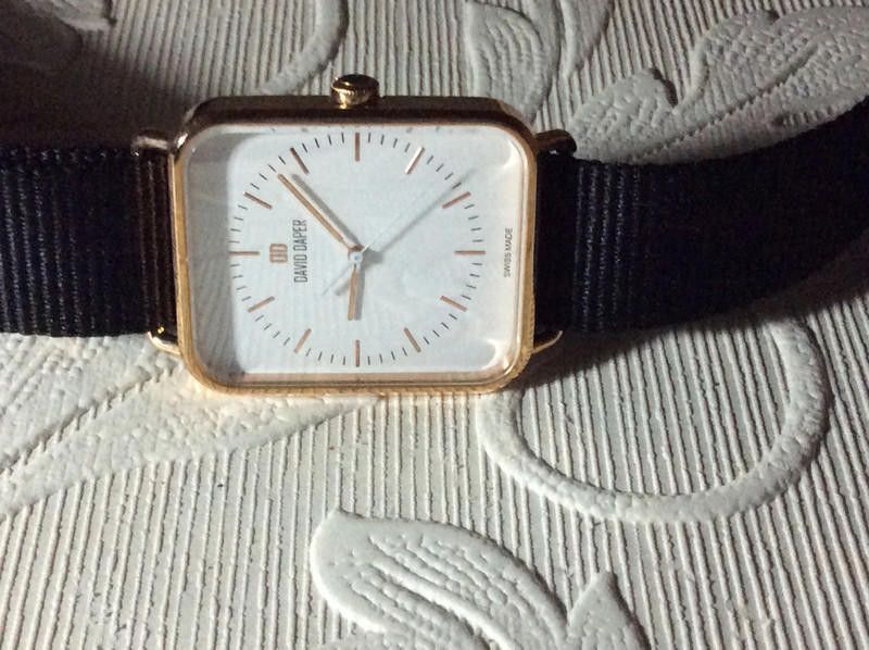 Designer David Daber Swiss made men's white dial blacl strap watch Size ONE SIZE - 10 Thumbnail