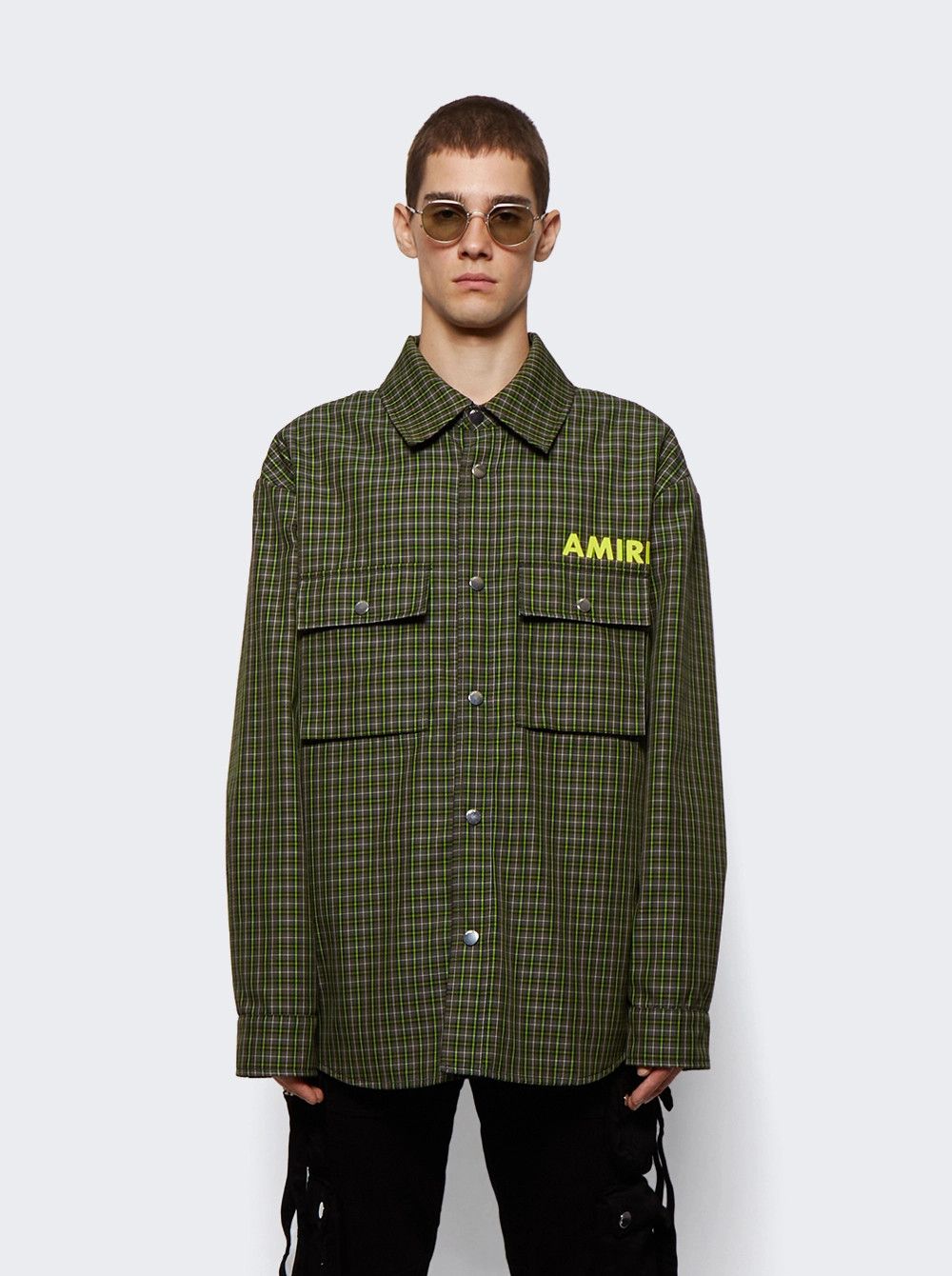 Amiri o1mle0426 Logo Overshirt in Sage Green Size US M / EU 48-50 / 2 - 3 Thumbnail
