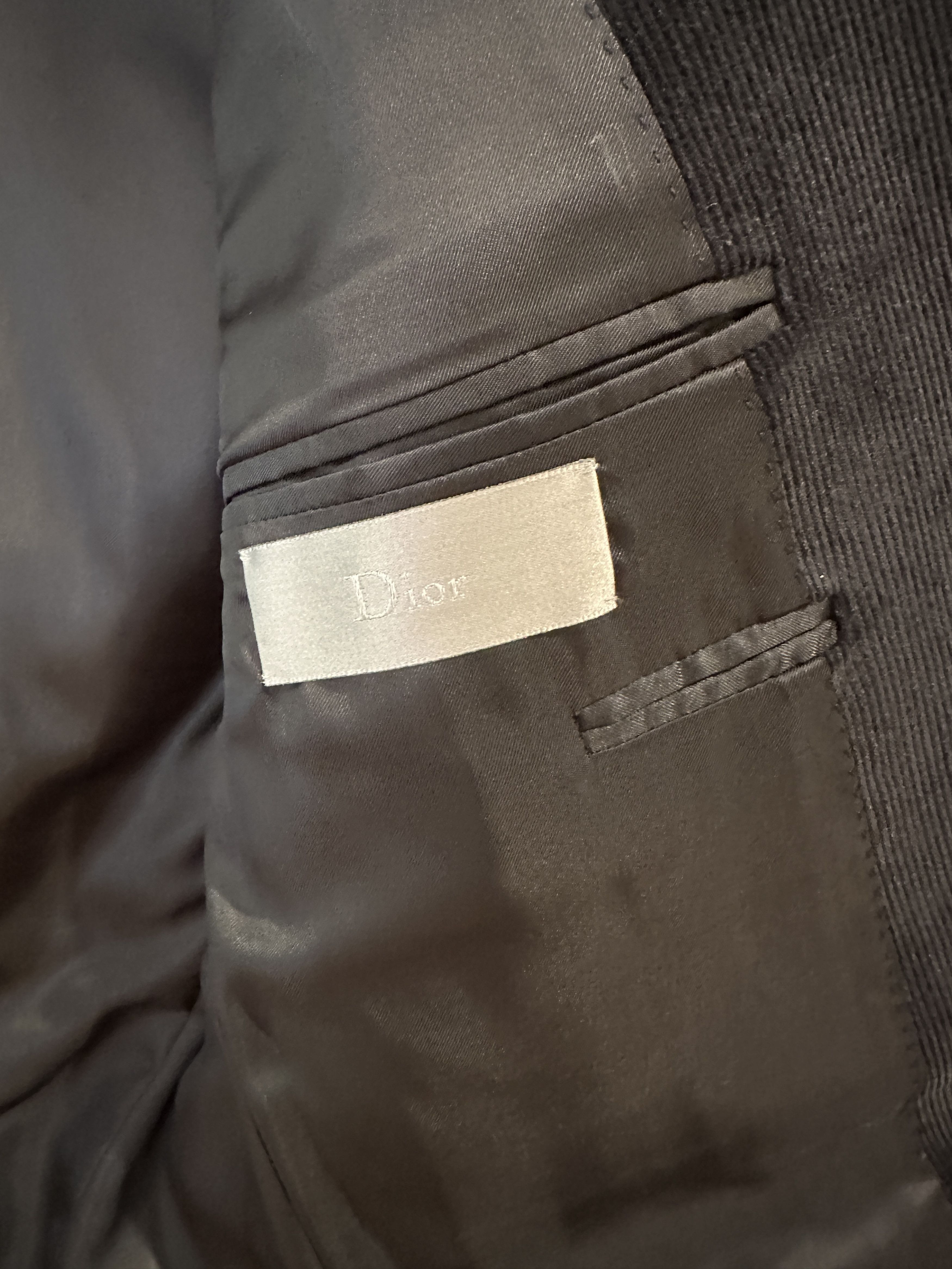 Dior DIOR HOMME HEDI SLIMANE BLACK COTTON CORDUROY SUIT SZ 46 Size 46R - 4 Thumbnail