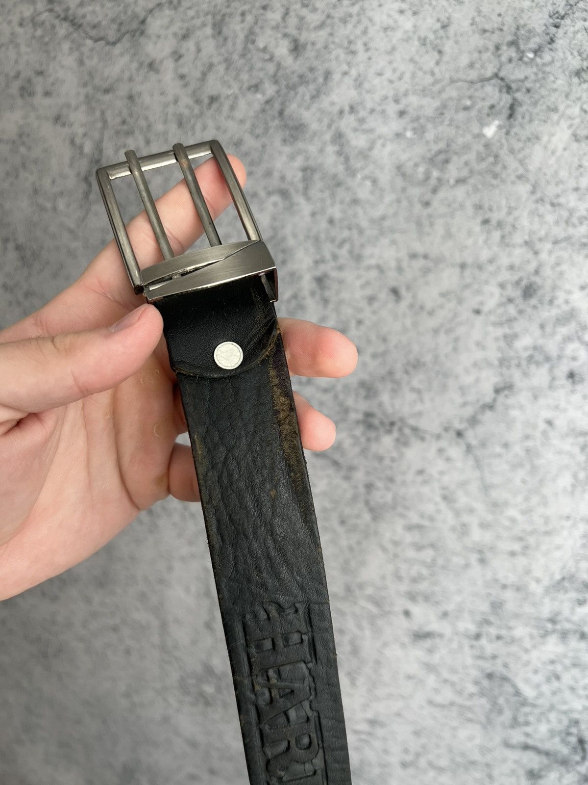 Harley Davidson Vintage Harley Davidson Leather Belt 2000s Embossed Bikers Size 44 - 21 Thumbnail