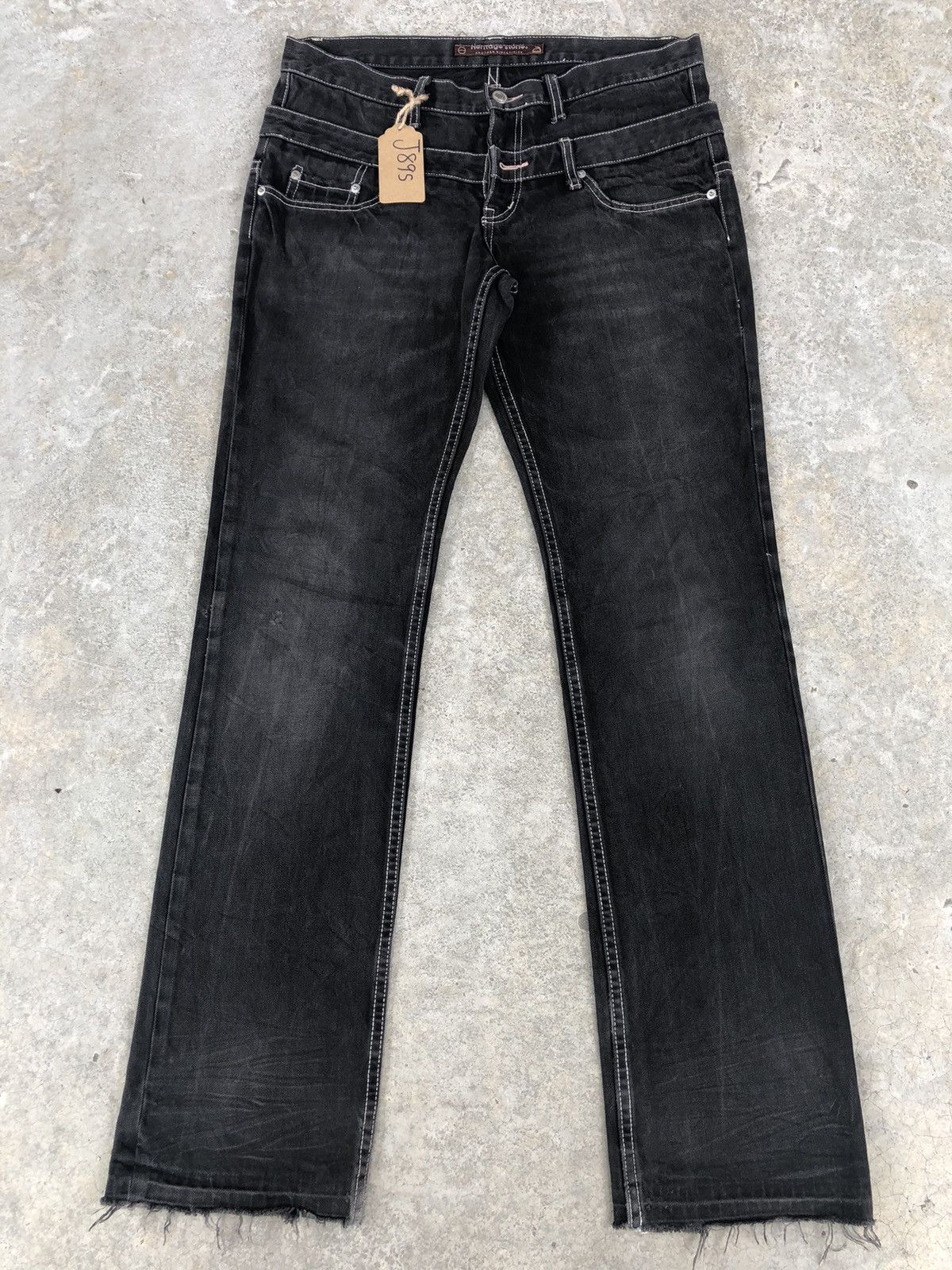Japanese Brand Japanese Herritage Double Waist White Stitch Distressed Size US 32 / EU 48 - 1 Thumbnail