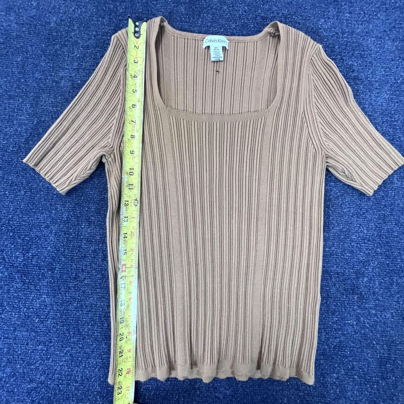 Calvin Klein Calvin Klein Sweater Womens Medium Ribbed Knit Short Sleeve Square Neck Pullover Size M / US 6-8 / IT 42-44 - 4 Thumbnail