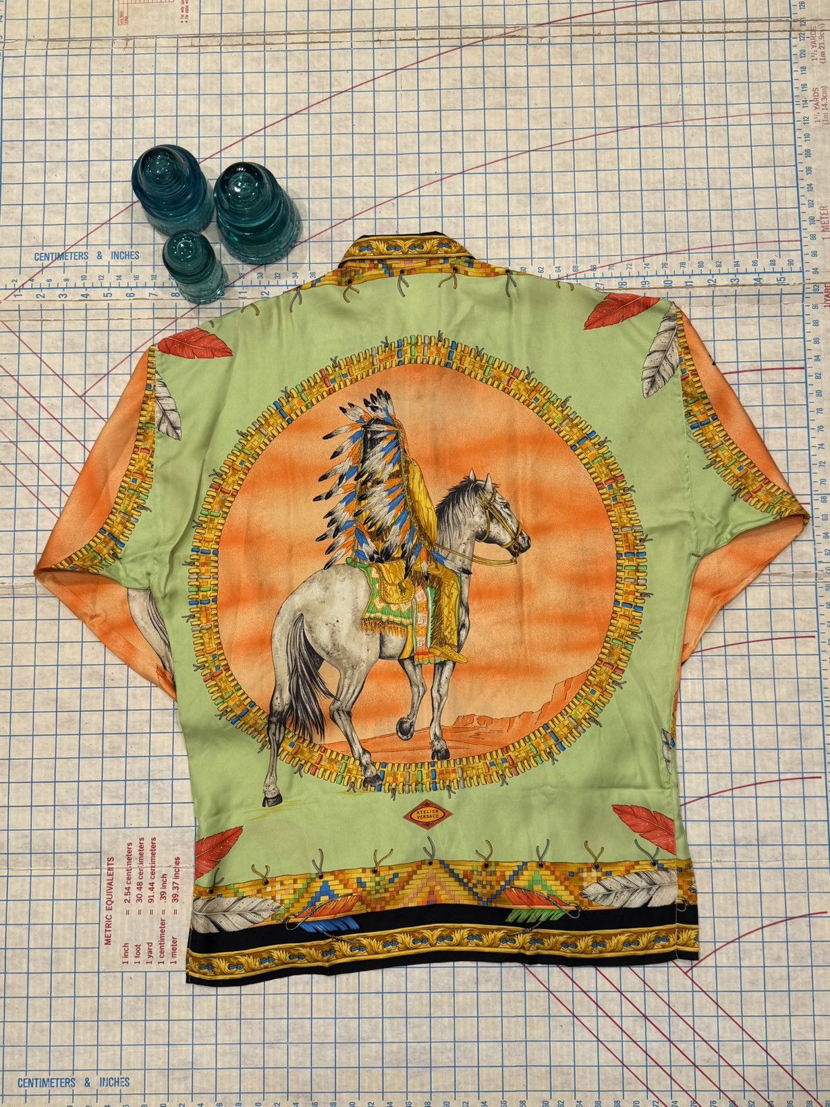 Versace Vintage Gianni Versace Native American Silk Button Up Shirt Size US L / EU 52-54 / 3 - 1 Thumbnail