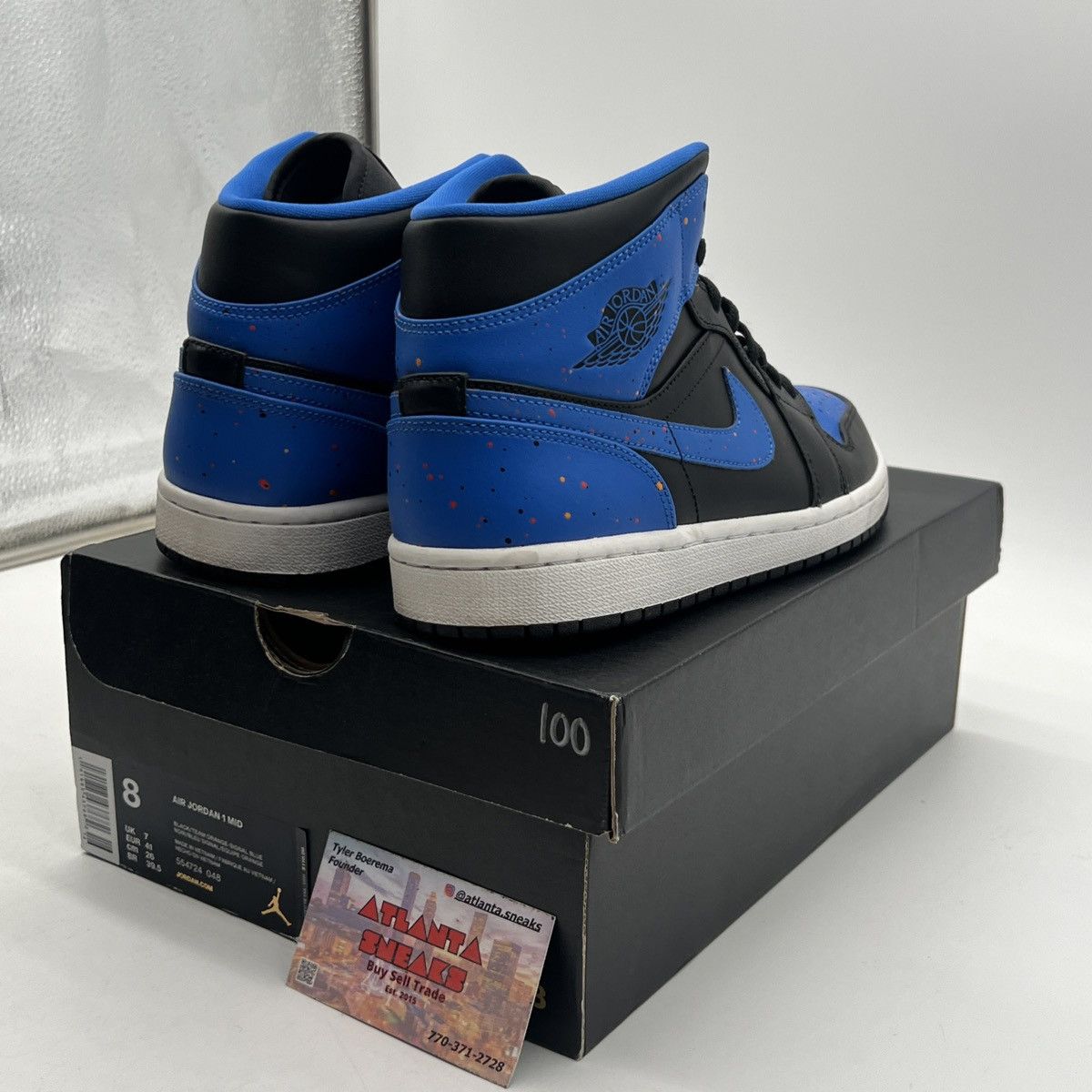 Nike Air Jordan 1 mid royal splatter Size US 8 / EU 41 - 5 Thumbnail