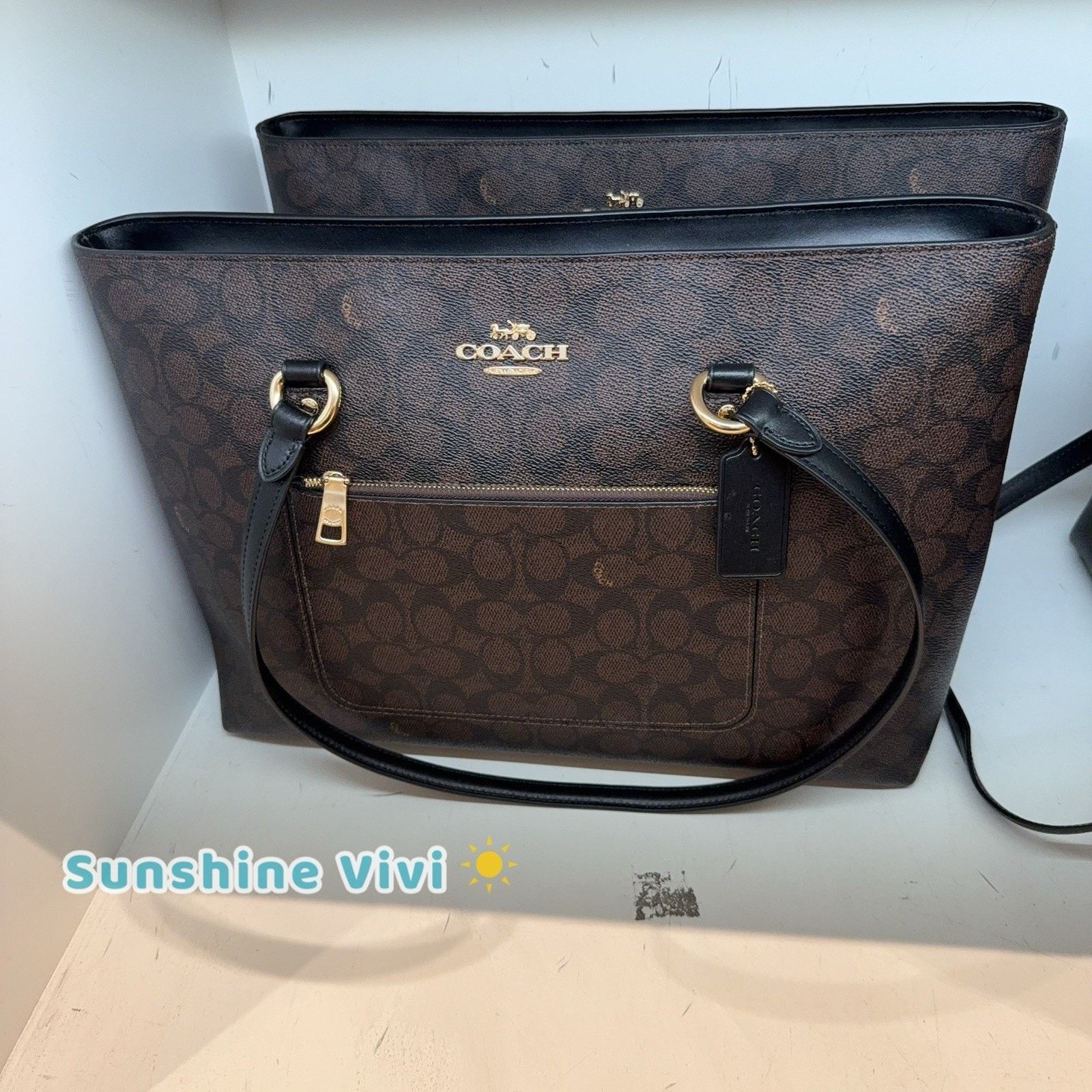 Coach NWT COACH Station Tote Bag Maxi Signature CCD69 Walnut black Size ONE SIZE - 2 Thumbnail