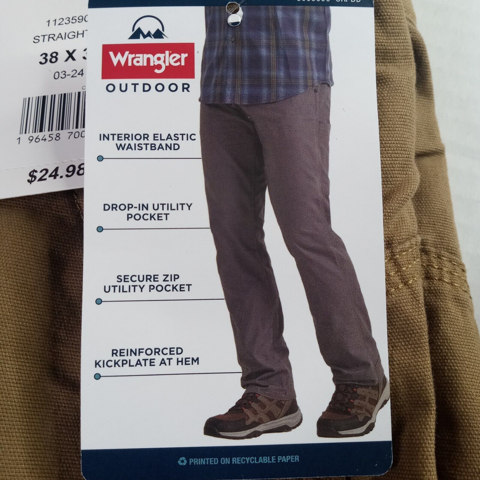 Wrangler Wrangler Outdoor Frontier Utility Pants Men's 38x30 Brown Size US 38 / EU 54 - 3 Thumbnail