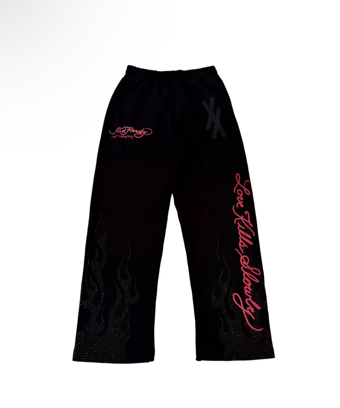 Ed Hardy Ed Hardy x MGK FLAMES RHINESTONE SWEATPANTS Size US 36 / EU 52 - 2 Thumbnail