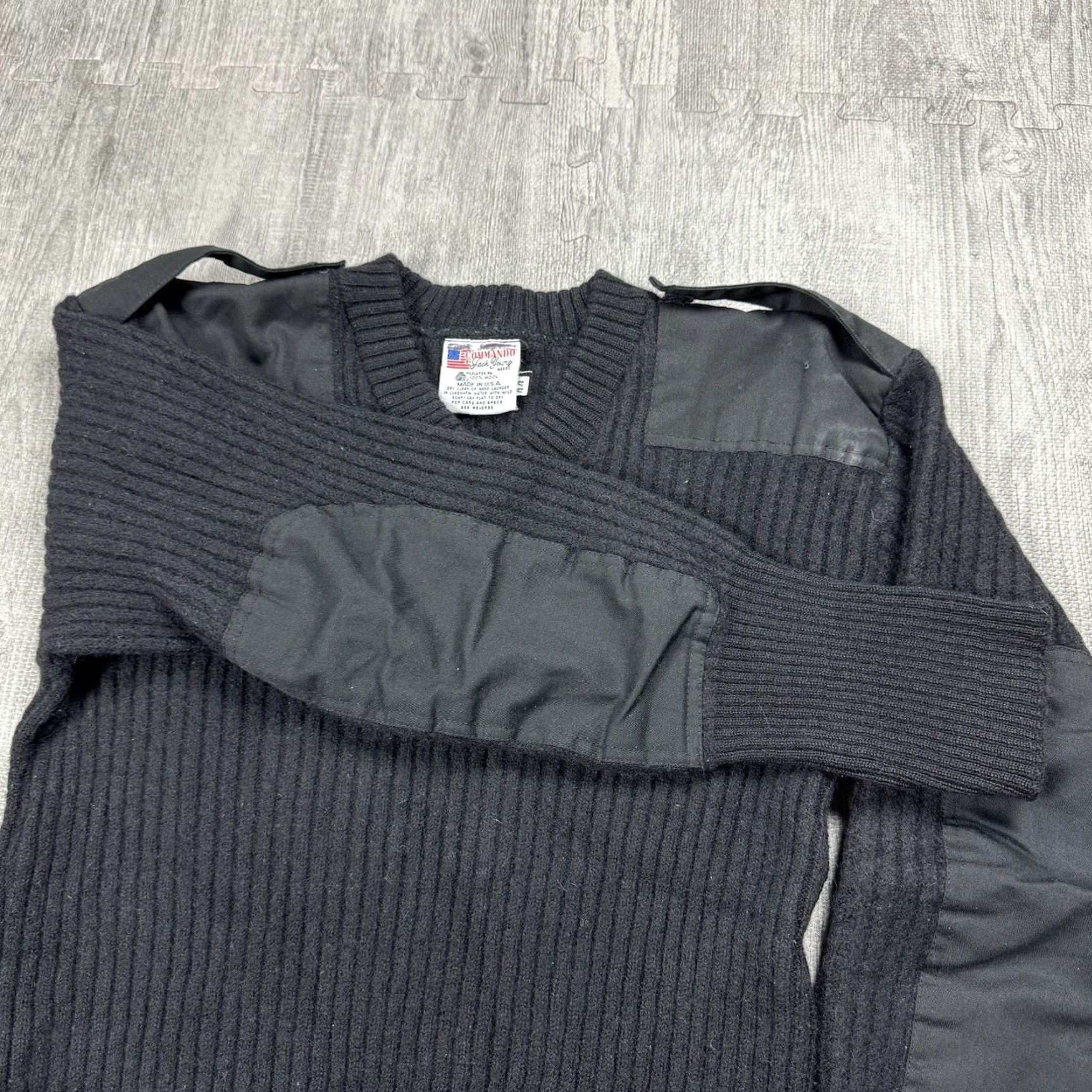 Commando VINTAGE Jack Young Wool Military Commando Sweater USA Made Black Sz M - Long Sleeve, Heavyweight, Breathable, Classic Fit, Solid Pattern, Men's Size US M / EU 48-50 / 2 - 7 Thumbnail