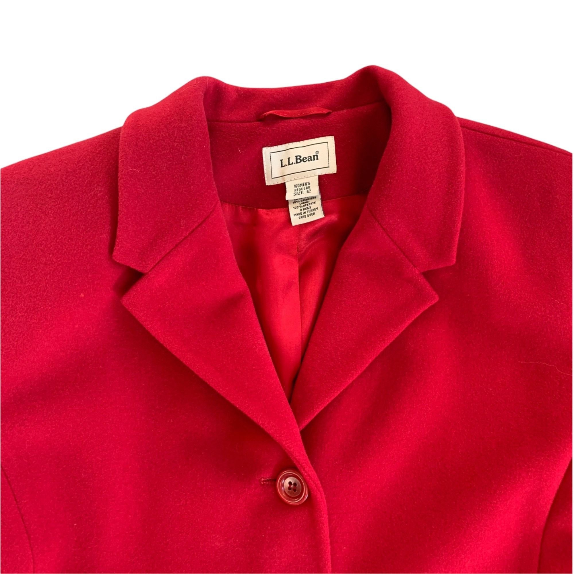 L.L. Bean LL Bean Wool & Cashmere Red Pea Coat 12 Size XL / US 12-14 / IT 48-50 - 2 Thumbnail