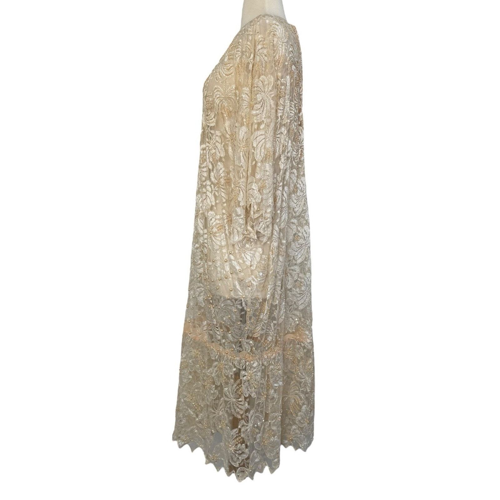 Other JAGSWEAR Vintage 100% Silk Shear Beaded 40s Flapper Dress 3X Size 3XL / US 20-22 - 12 Thumbnail