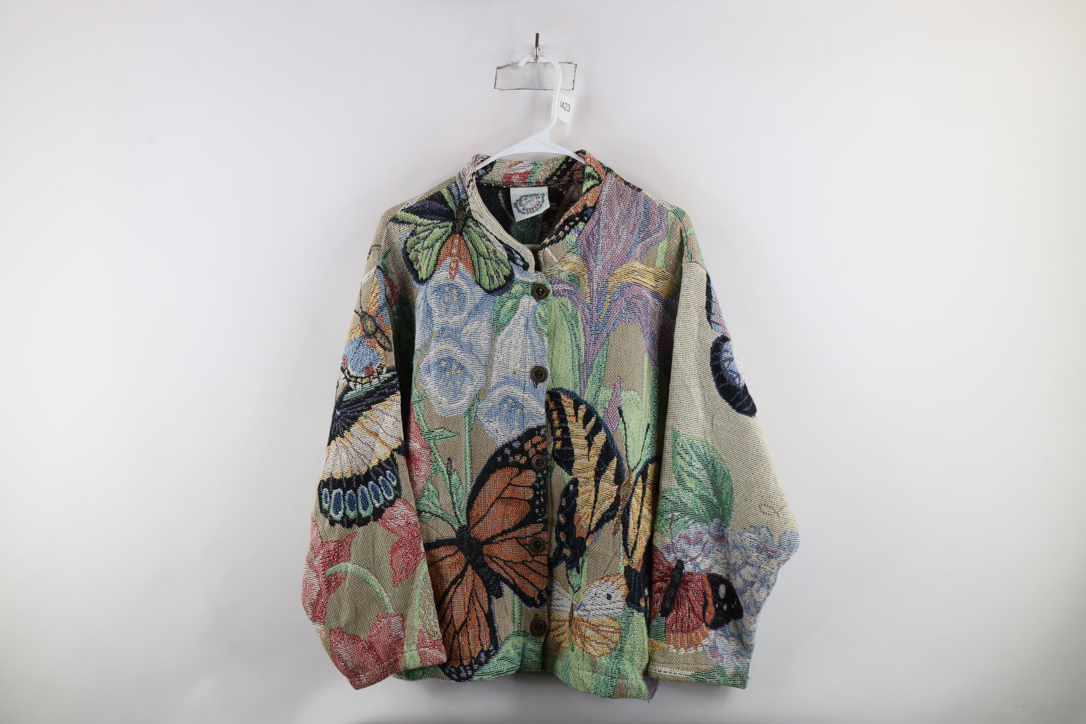 Vintage Vintage 90s Streetwear Flower Butterfly Cardigan Jacket USA Size L / US 10 / IT 46 - 1 Thumbnail