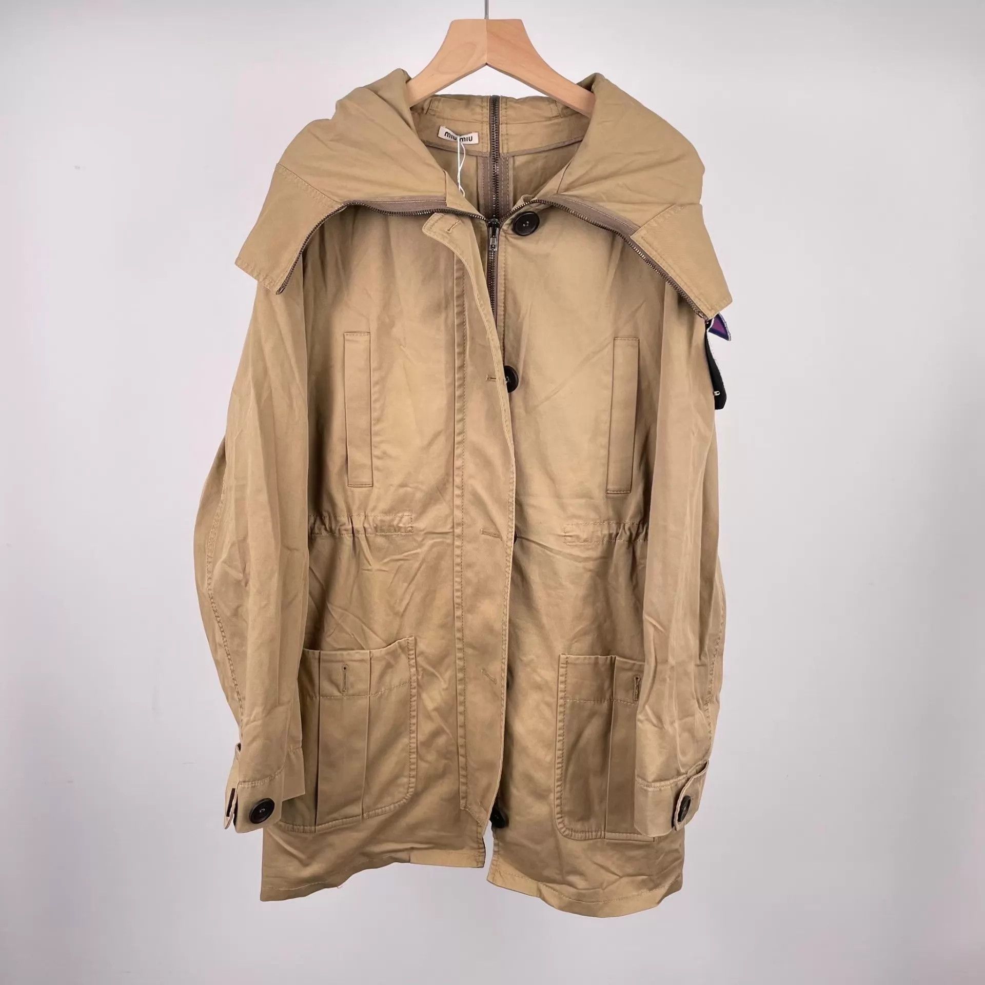 Miu Miu MIU MIU Beige Hooded Jacket 40 Size S / US 4 / IT 40 - 1 Thumbnail