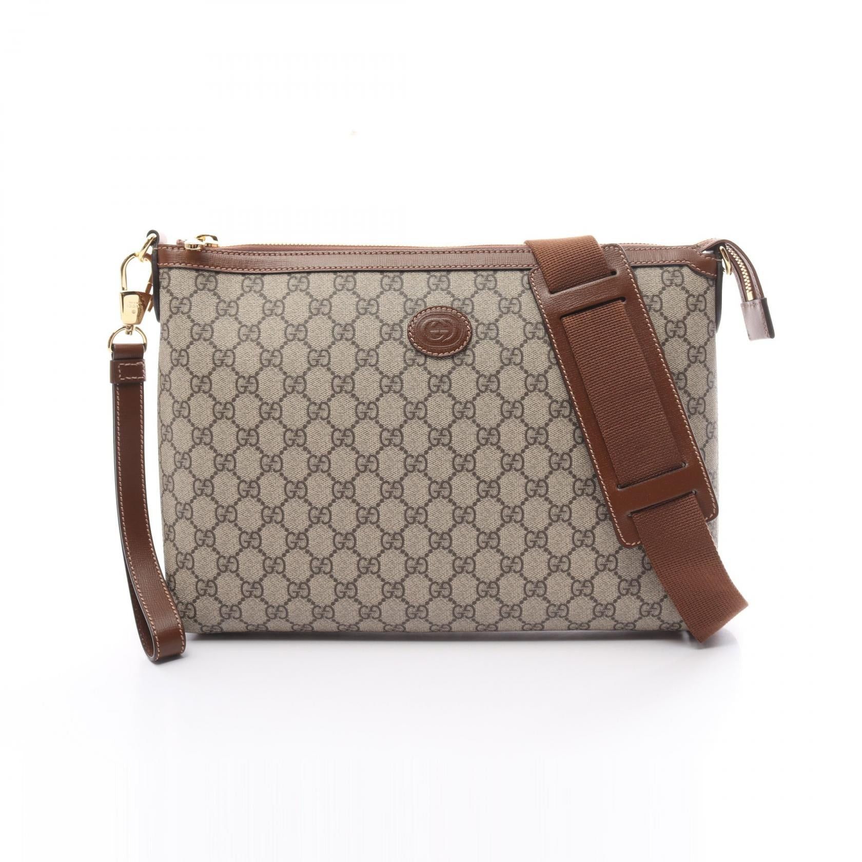 Gucci Gucci Interlocking G Gg Supreme Shoulder Bag Coated Canvas Leather Beige Brown Size ONE SIZE - 1 Thumbnail