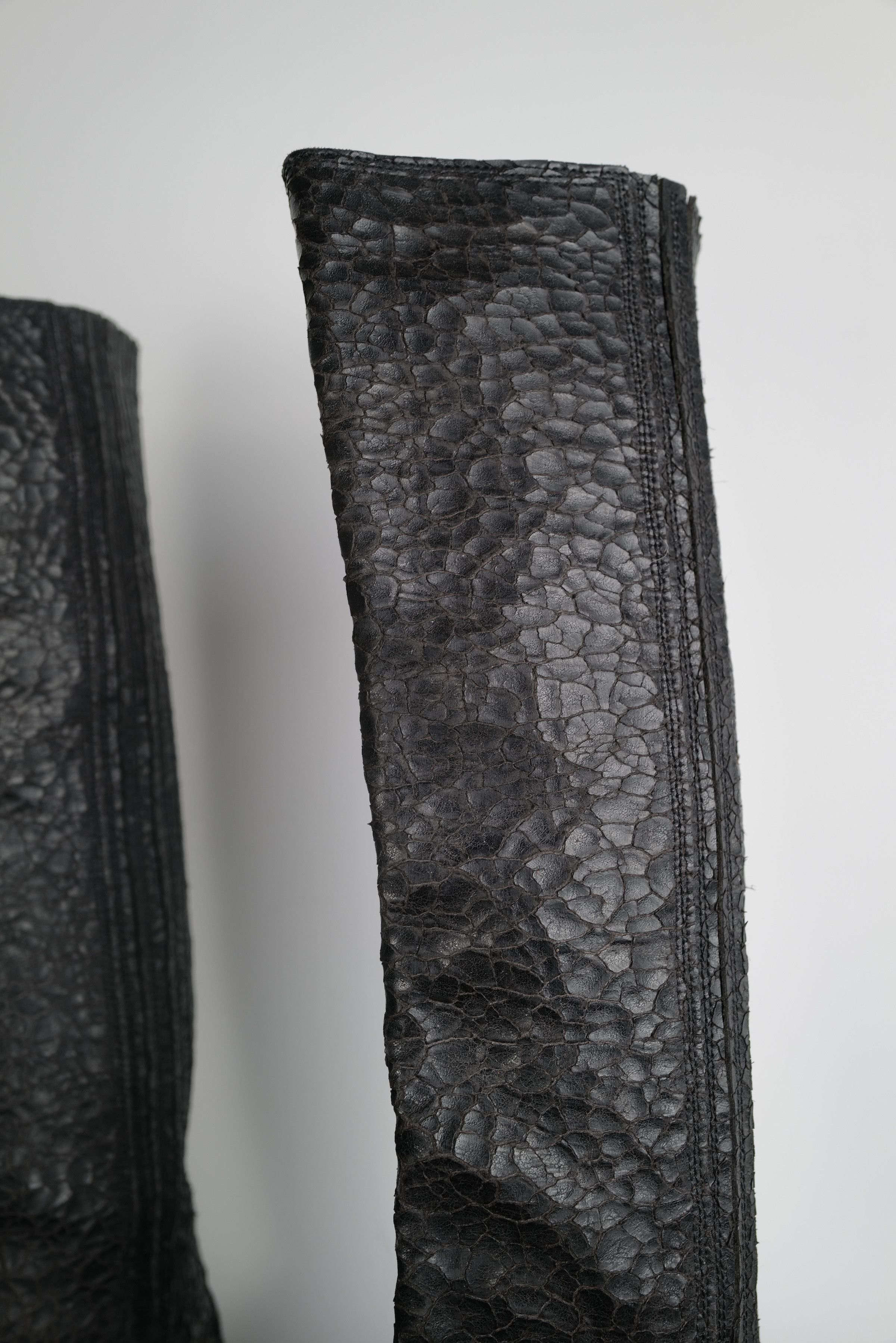 Rick Owens Rick Owens Cracked Leather Knee Boots Size US 7 / IT 37 - 8 Thumbnail