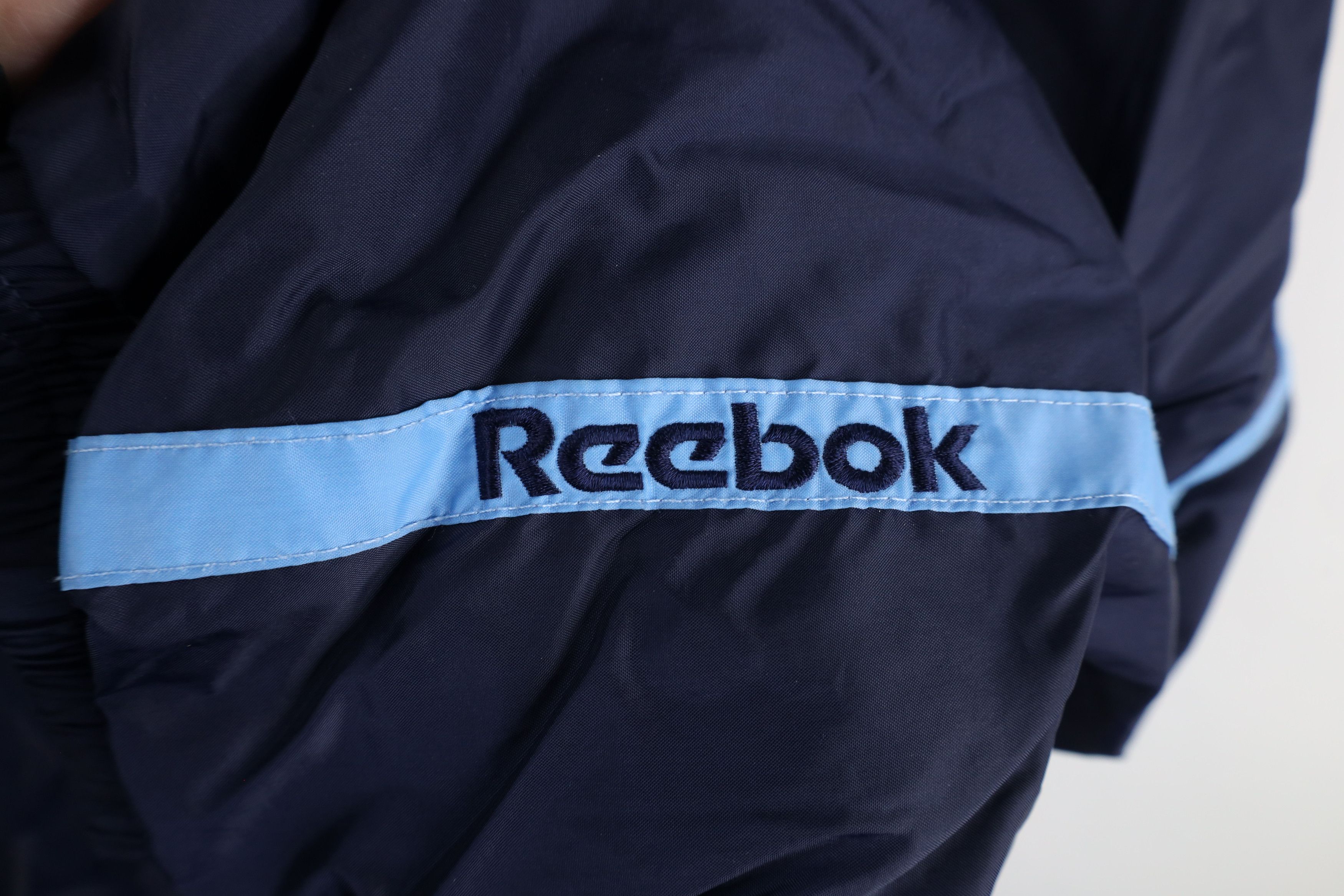 Reebok × Vintage Vintage 90s Reebok Hooded Full Zip Windbreaker Jacket Blue Size US XXL / EU 58 / 5 - 5 Thumbnail
