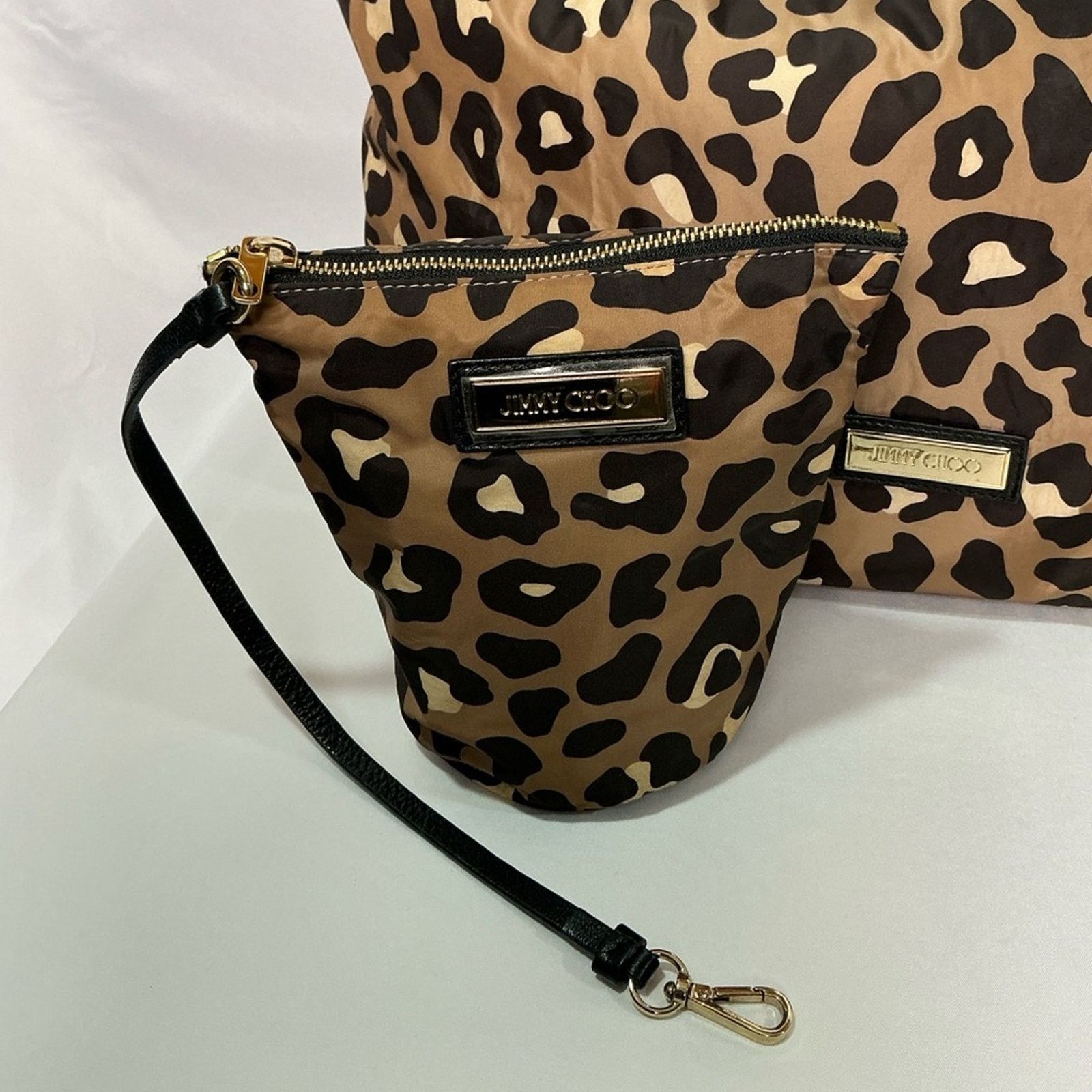Jimmy Choo Jimmy Choo Leopard Print Nylon Tote Bag with Baby pouch Size ONE SIZE - 10 Thumbnail