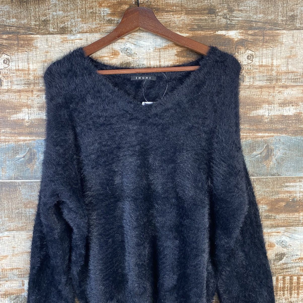 Homespun Knitwear DL Ingni Black Mohair fur shaggy Knitwear #C1105 Size M / US 6-8 / IT 42-44 - 2 Thumbnail