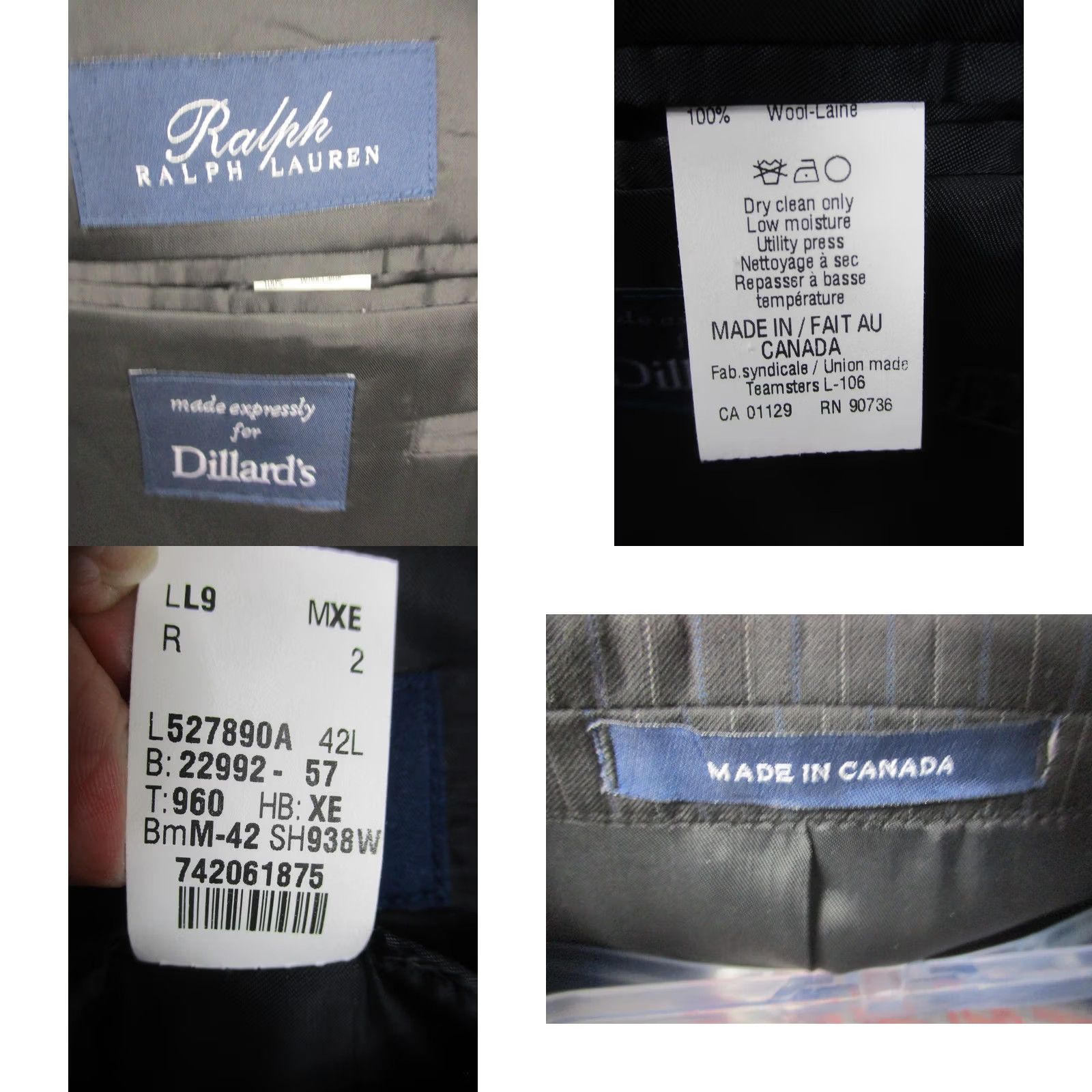 Ralph Lauren Ralph Lauren Suit Mens 42L Wool Pinstripe Blazer Pants 2 Piece Set Canada Size 42R - 8 Thumbnail
