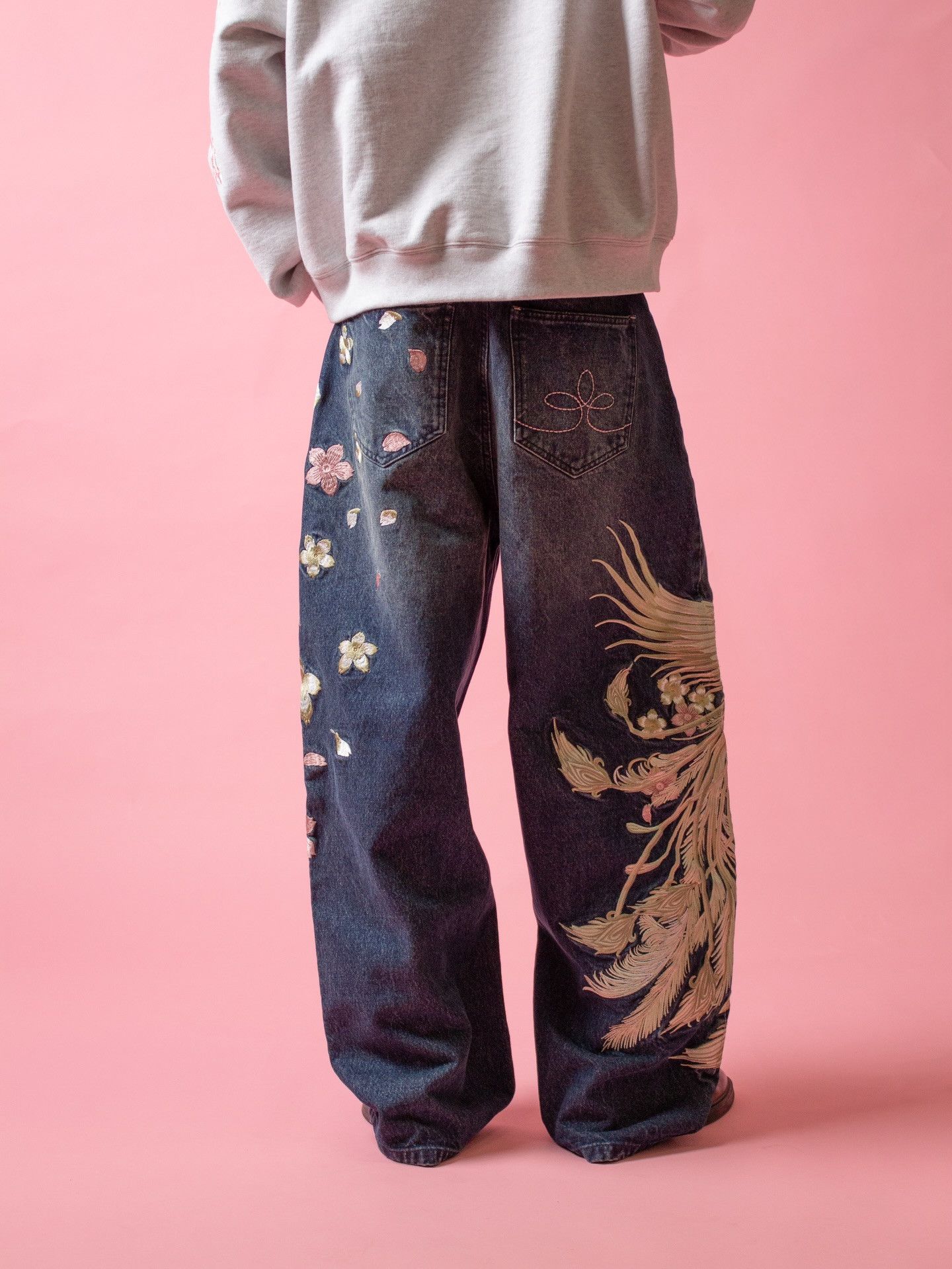 Other Phoenix Cherry Blossom Embroidery Jean Size US 35 - 4 Thumbnail
