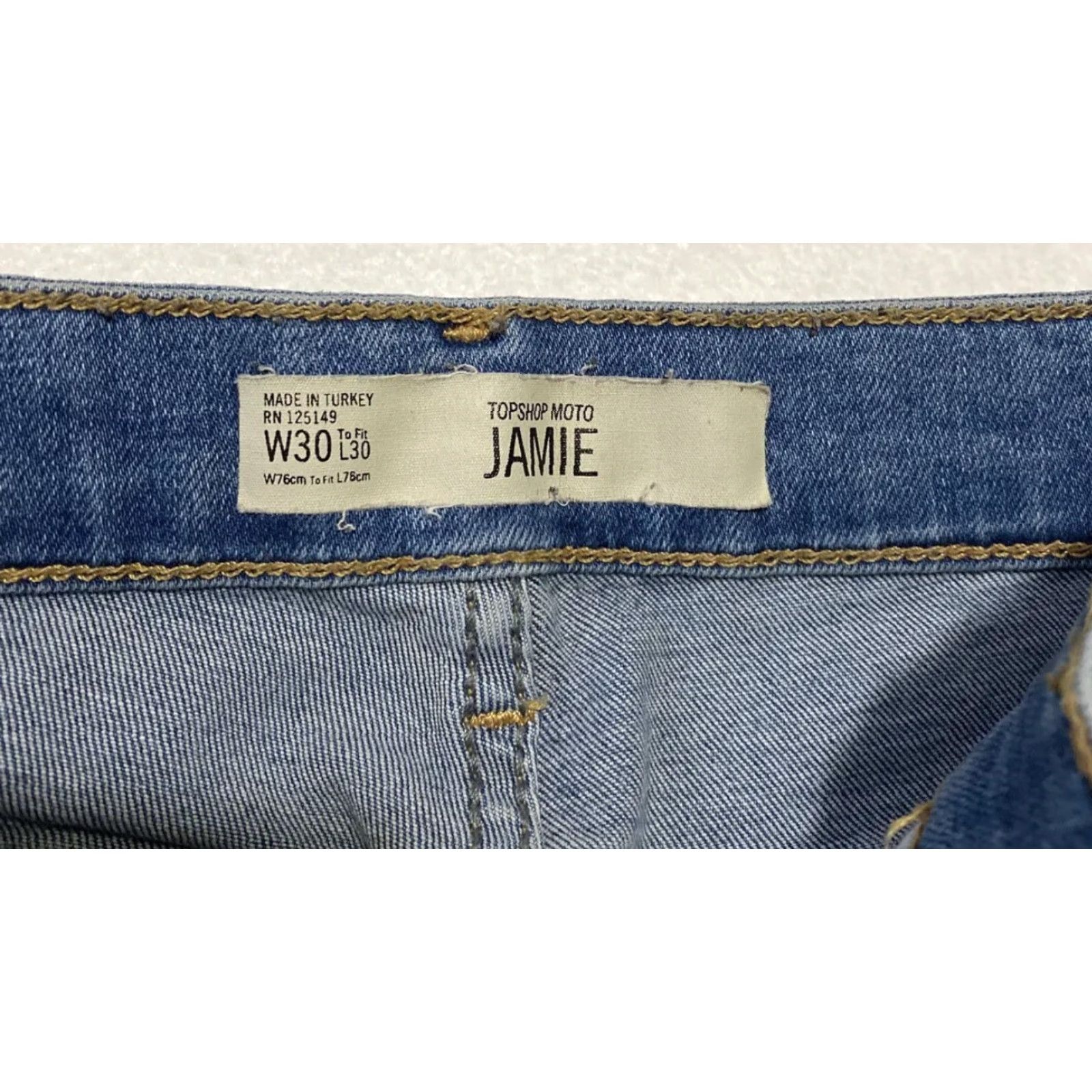 Topshop Topshop Jamie Moto Mid Rise Skinny Jeans Women 30 Blue Denim Slim Jeans 28-10 Regular Inseam 24 Womens Size 30" / US 8 / IT 44 - 4 Thumbnail
