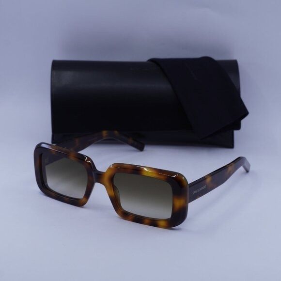 Saint Laurent Paris Saint Laurent SL534 SUNRISE 012 Sunglasses Havana Rectangle Size ONE SIZE - 1 Thumbnail