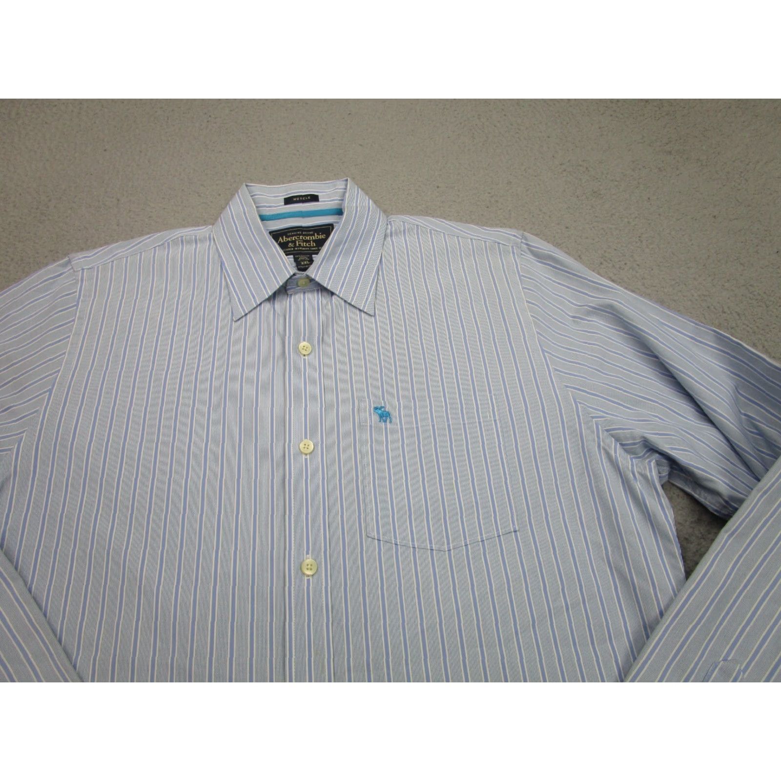Abercrombie & Fitch VINTAGE Abercrombie & Fitch Button-Up Shirt Mens 2XL Blue Striped Slim Y2K 2000s Size US XXL / EU 58 / 5 - 3 Thumbnail