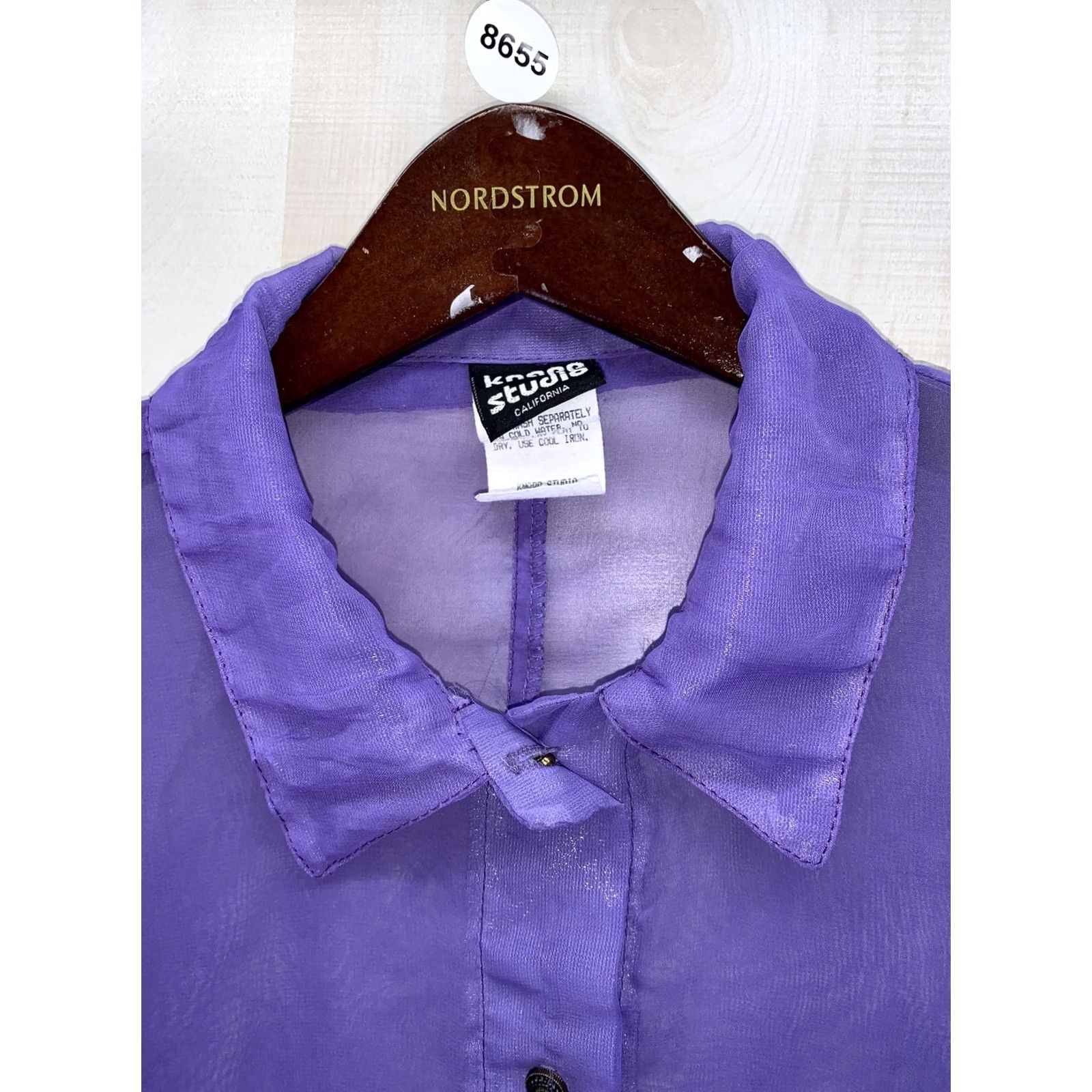 Vintage VINTAGE Knapp Studios Shirt Dress Womens Small USA Made-8655 Pink Purple Sheer Polyester 1990s-2000s Men/Women? Size S / US 4 / IT 40 - 5 Thumbnail