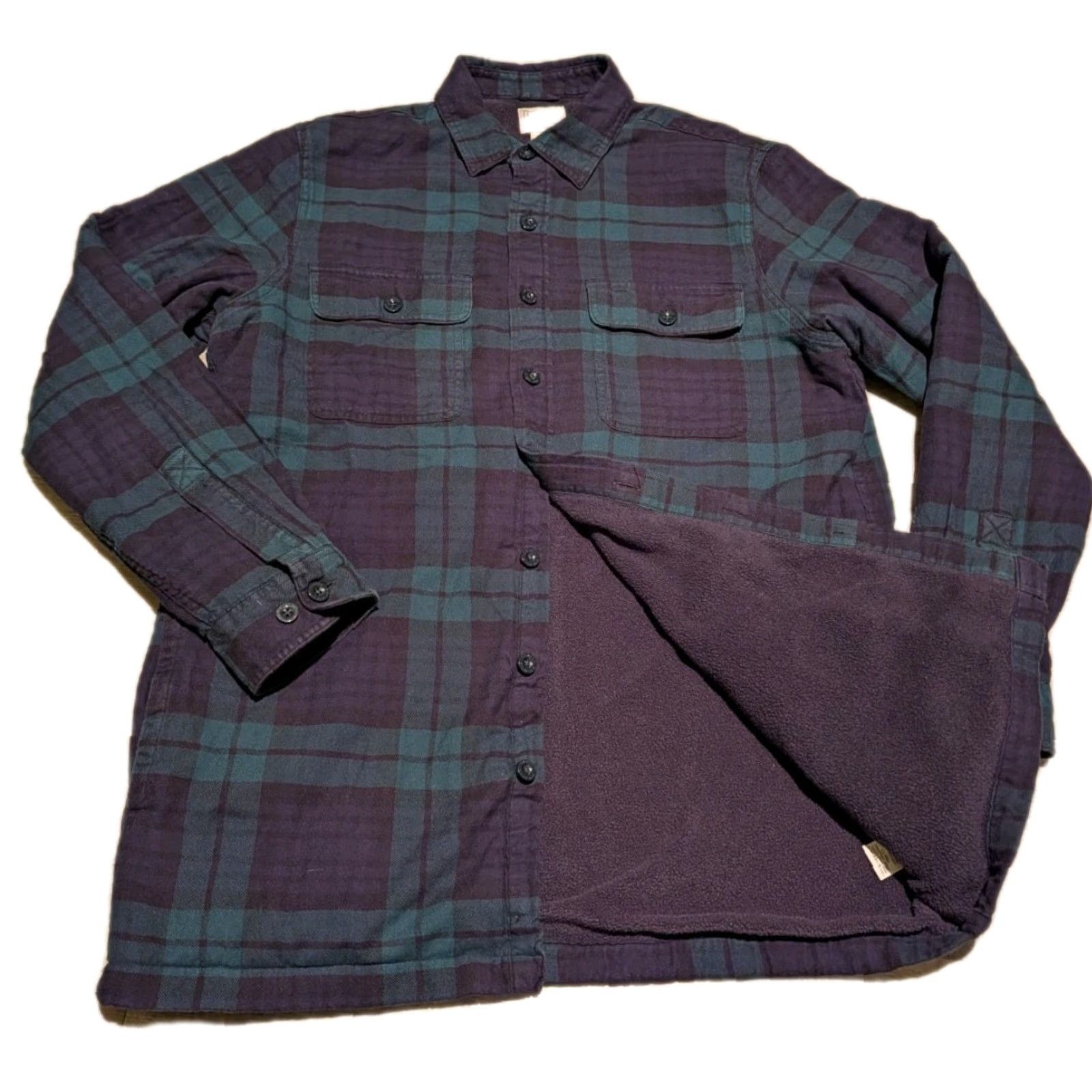 Vintage VINTAGE is not applicable; LL Bean Mens M Tall Fleece-Lined Flannel Button Up Shirt Jacket Buffalo Plaid Green Casual Workwear Size US M / EU 48-50 / 2 - 2 Thumbnail