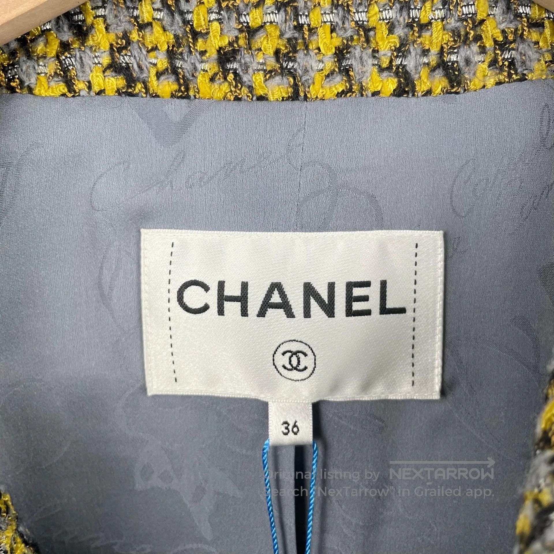Chanel Chanel Yellow Plaid Belted Tweed Jacket| Size XS / US 0-2 / IT 36-38 - 7 Thumbnail