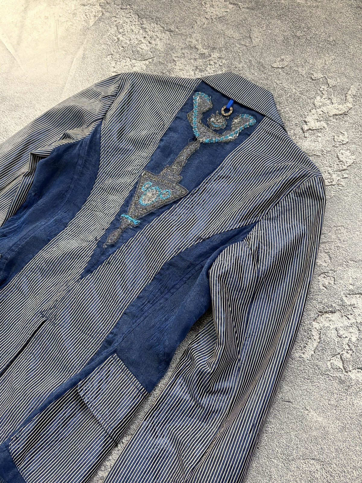 Vintage Save The Queen! Blue Striped Embroidered Jacket Charms S Size S / US 4 / IT 40 - 16 Thumbnail