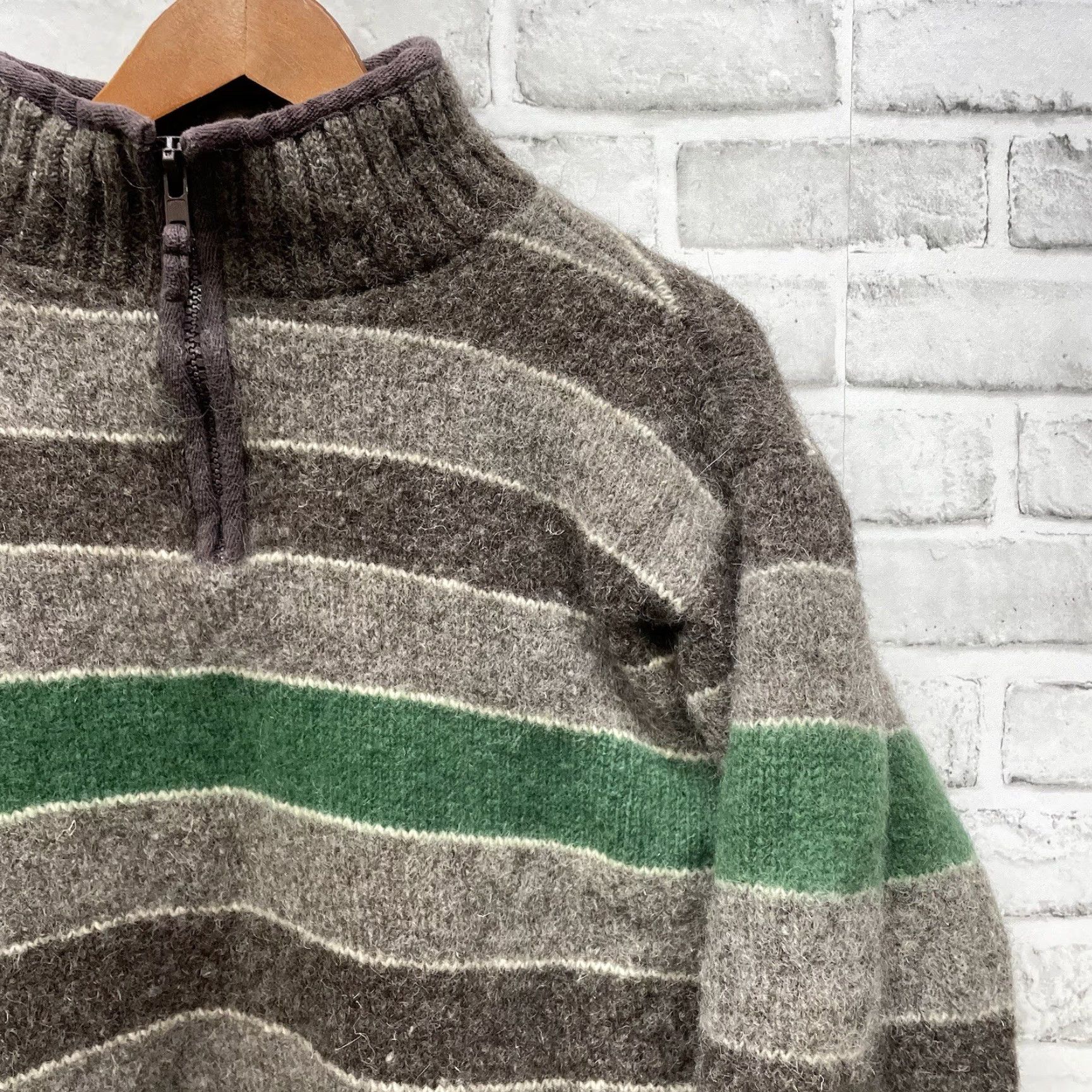 Vintage Laundromat Mens Size S Brown Striped Heavy Wool Jacket Half Zip-Up Overcoat Nepal Size US S / EU 44-46 / 1 - 2 Thumbnail